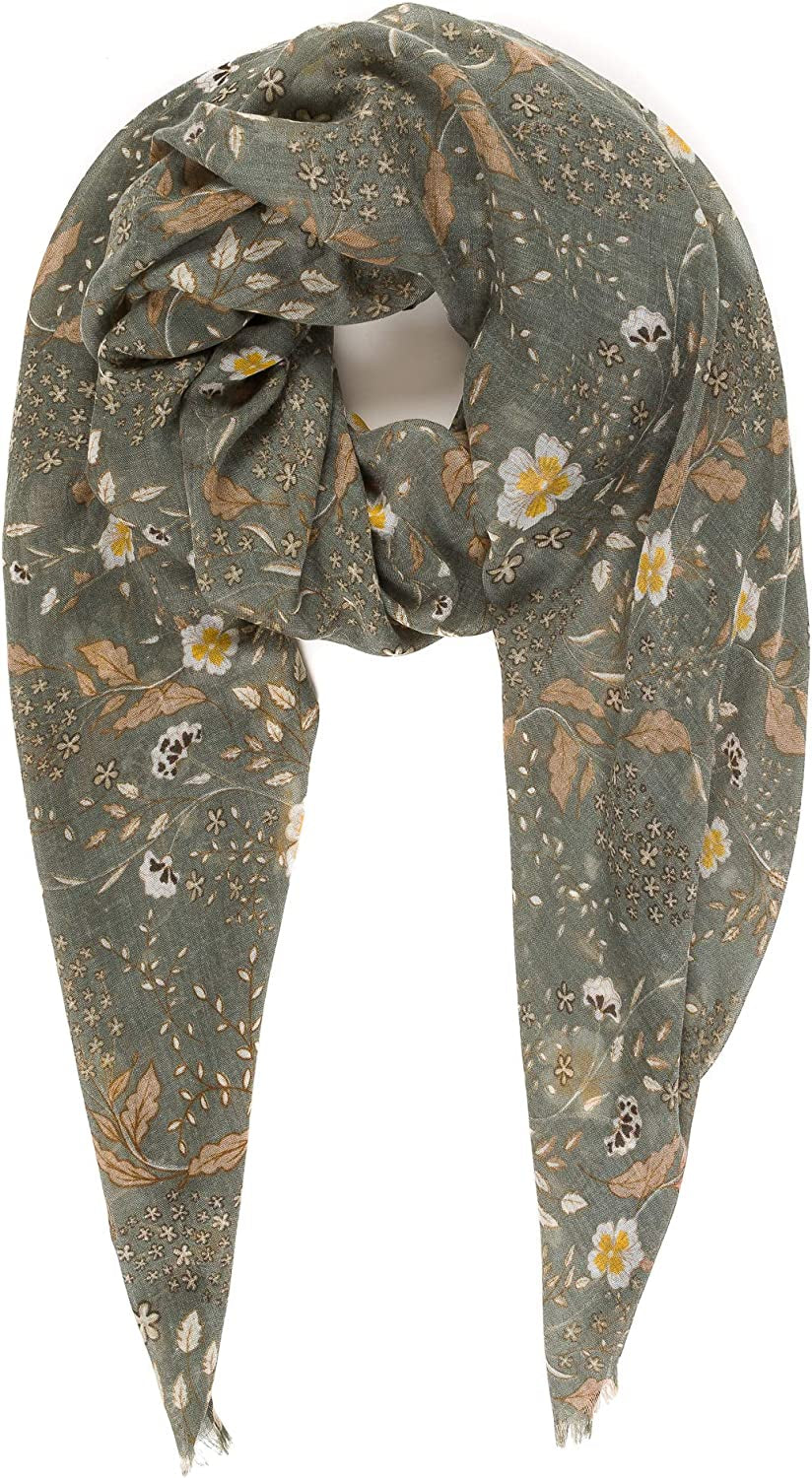 Scarf for Women Lightweight Floral Flower Scarves for Spring Spring Fall Winter Shawl Wrap Apparel & Accessories > Clothing Accessories > Scarves & Shawls MELIFLUOS DESIGNED IN SPAIN Barcelona Collection 7 - Gray Floral