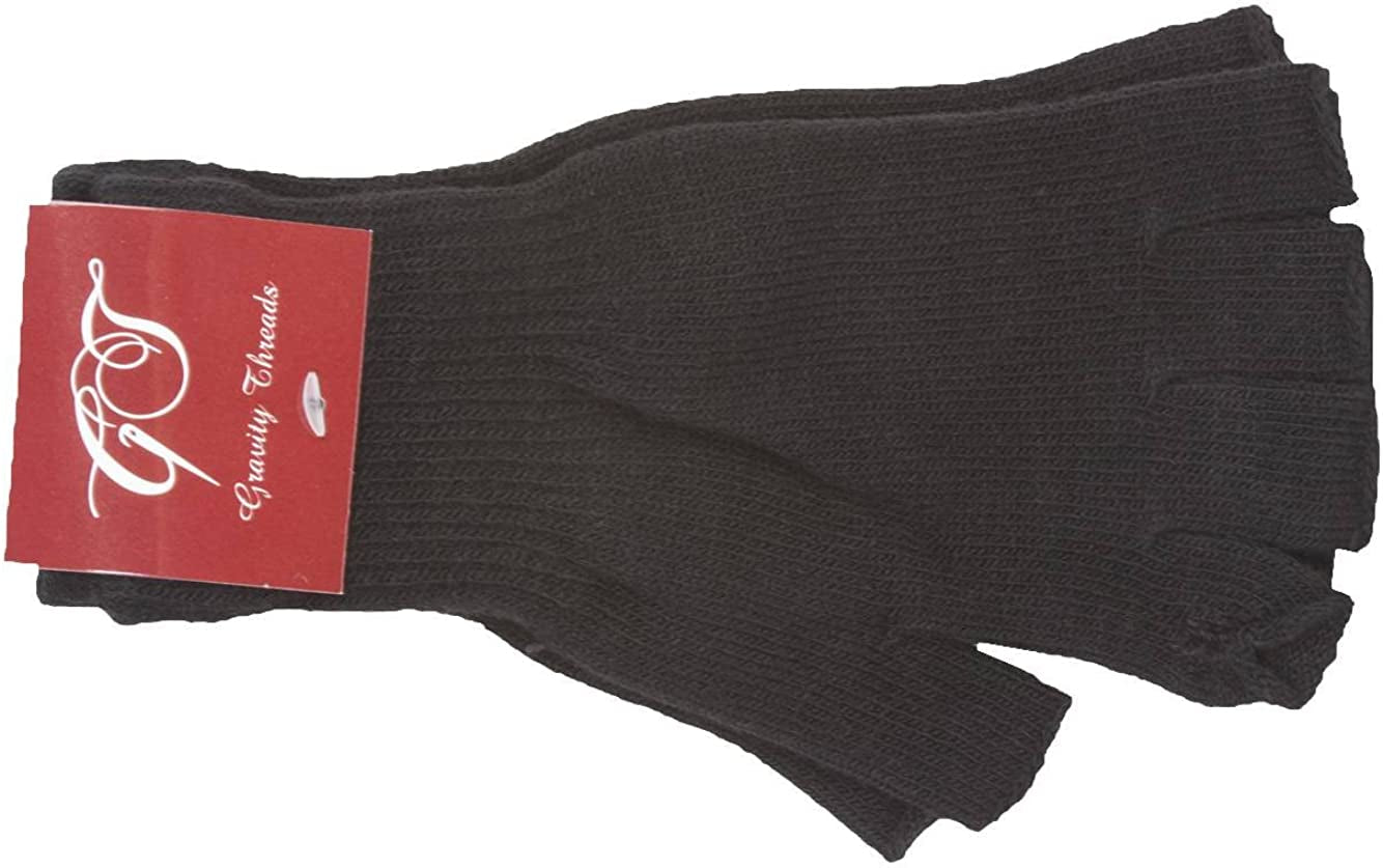 Gravity Threads Unisex Men Women Half Finger Stretchy Knit Fingerless Winter Gloves Apparel & Accessories > Clothing Accessories > Gloves & Mittens Gravity Trading