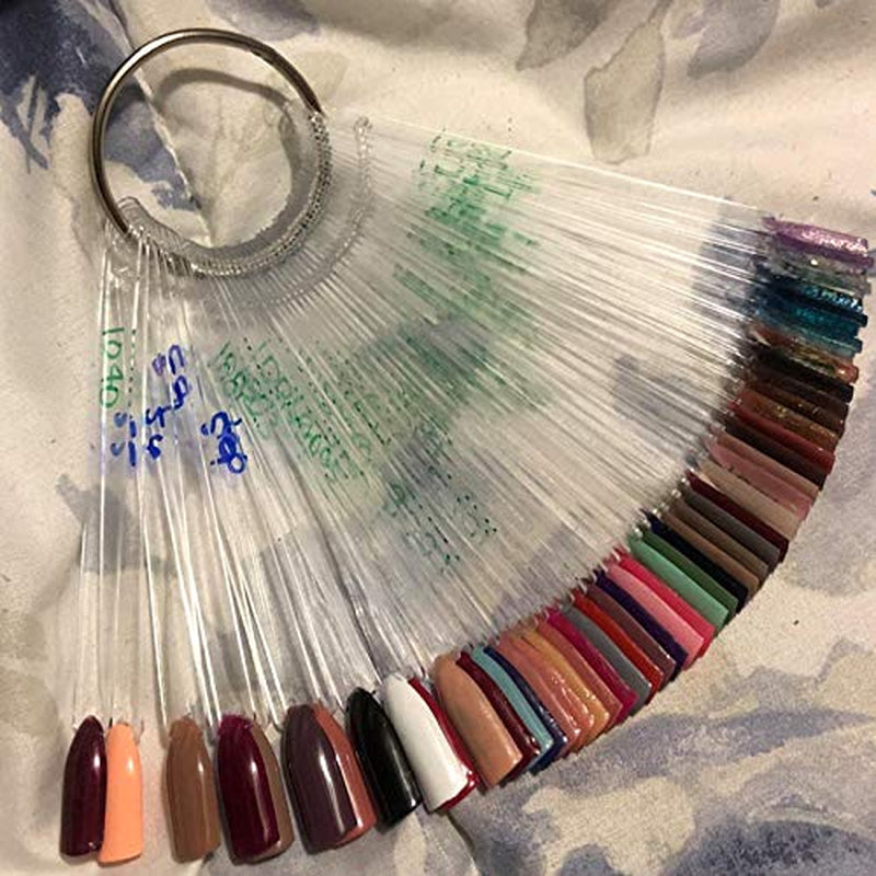 Tfscloin 100Pcs Fan-Shaped Nail Swatch Sticks, False Fake Nail Art Tips Sticks Polish Gel Salon Display Practice Tools with Metal Split Ring Holder (Clear) Health & Beauty > Personal Care > Cosmetics > Cosmetic Tools > Nail Tools Tfscloin
