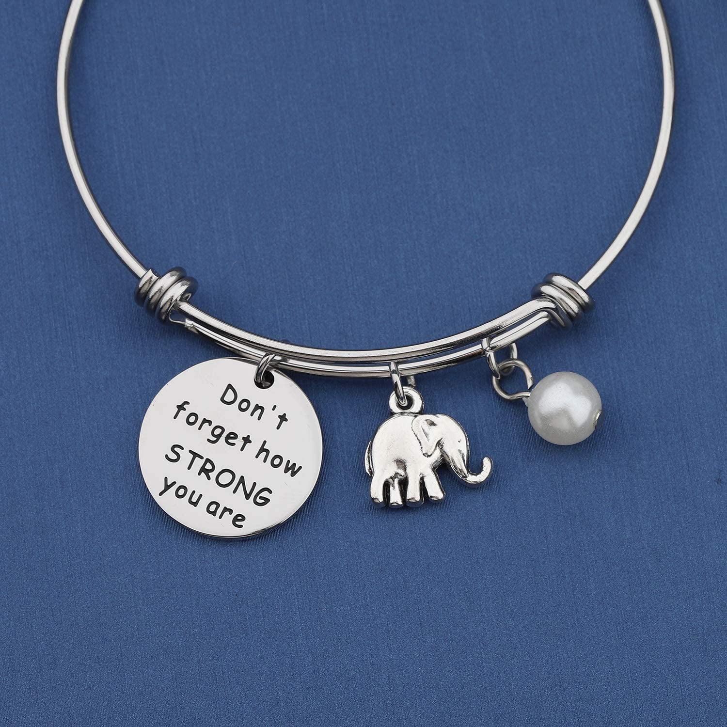 MYOSPARK Elephant Keychain Don'T Forget How Strong You Are Inspirational Gift for Graduate Elephant Lovers Apparel & Accessories > Jewelry > Necklaces MYOSPARK