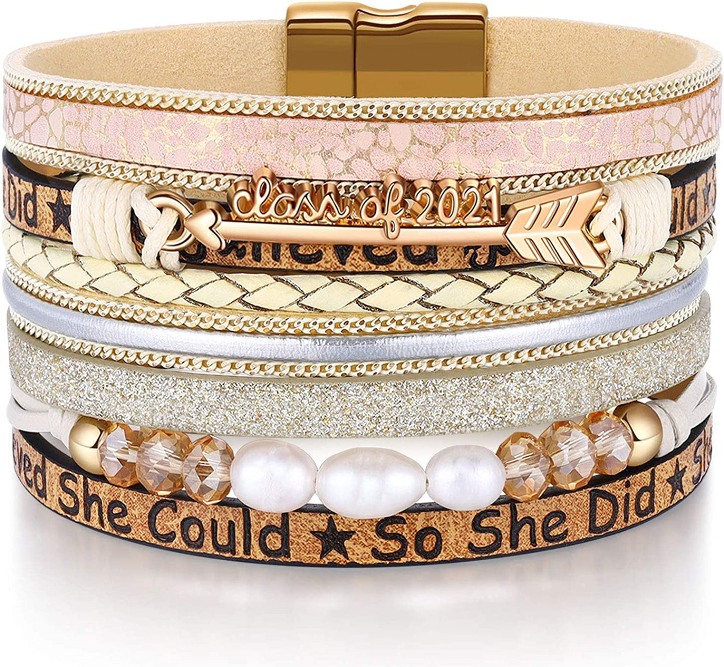 Inspirational Graduation Gifts for Her 2022 Bracelets College High School Graduate Present for Girls Boys Apparel & Accessories > Jewelry > Bracelets Desimtion E-Class of 2021 Arrow