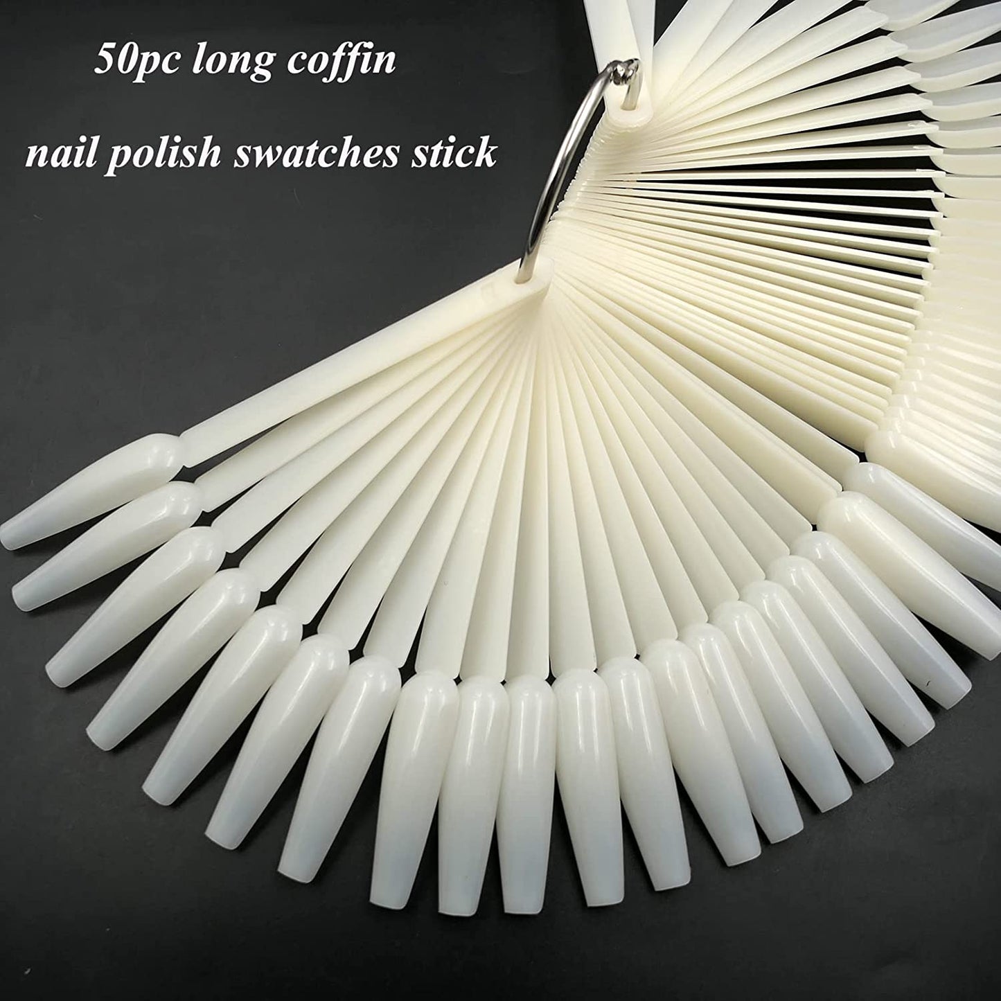 Loveourhome 150Pc Long Coffin Nail Swatch Sticks Vanish Polish Color Design Display Stick Tips Ballerina Sample Tester Sticks Nails Art Practice Tools with Rings Health & Beauty > Personal Care > Cosmetics > Cosmetic Tools > Nail Tools LoveOurHome