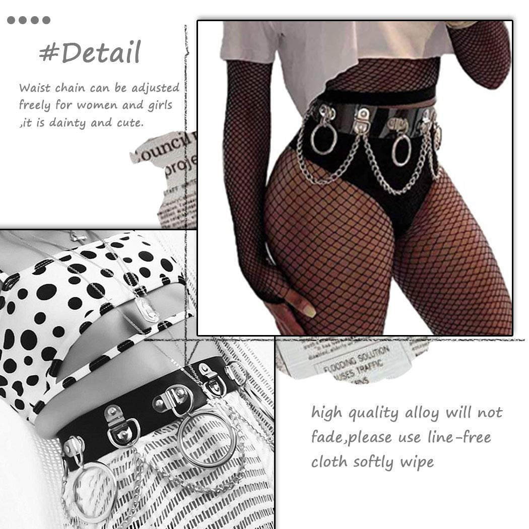 Bodiy Leather Waist Chain Belts Gold Punk Belly Chain Sexy Ring Club Rave Accessories Body Chain Jewelry for Women and Girls Apparel & Accessories > Jewelry > Body Jewelry Bodiy