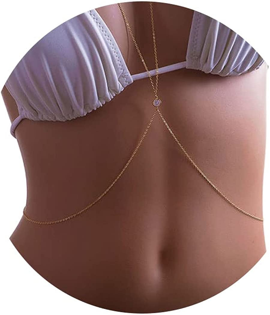 Tgirls Dainty Crystal Bikini Body Chain Bra Gold Body Jewelry for Women and Girls Apparel & Accessories > Jewelry > Body Jewelry Tgirls