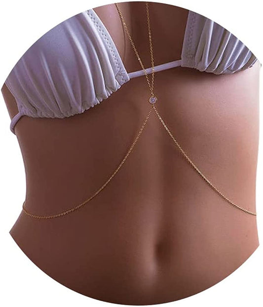 Tgirls Dainty Crystal Bikini Body Chain Bra Gold Body Jewelry for Women and Girls Apparel & Accessories > Jewelry > Body Jewelry Tgirls