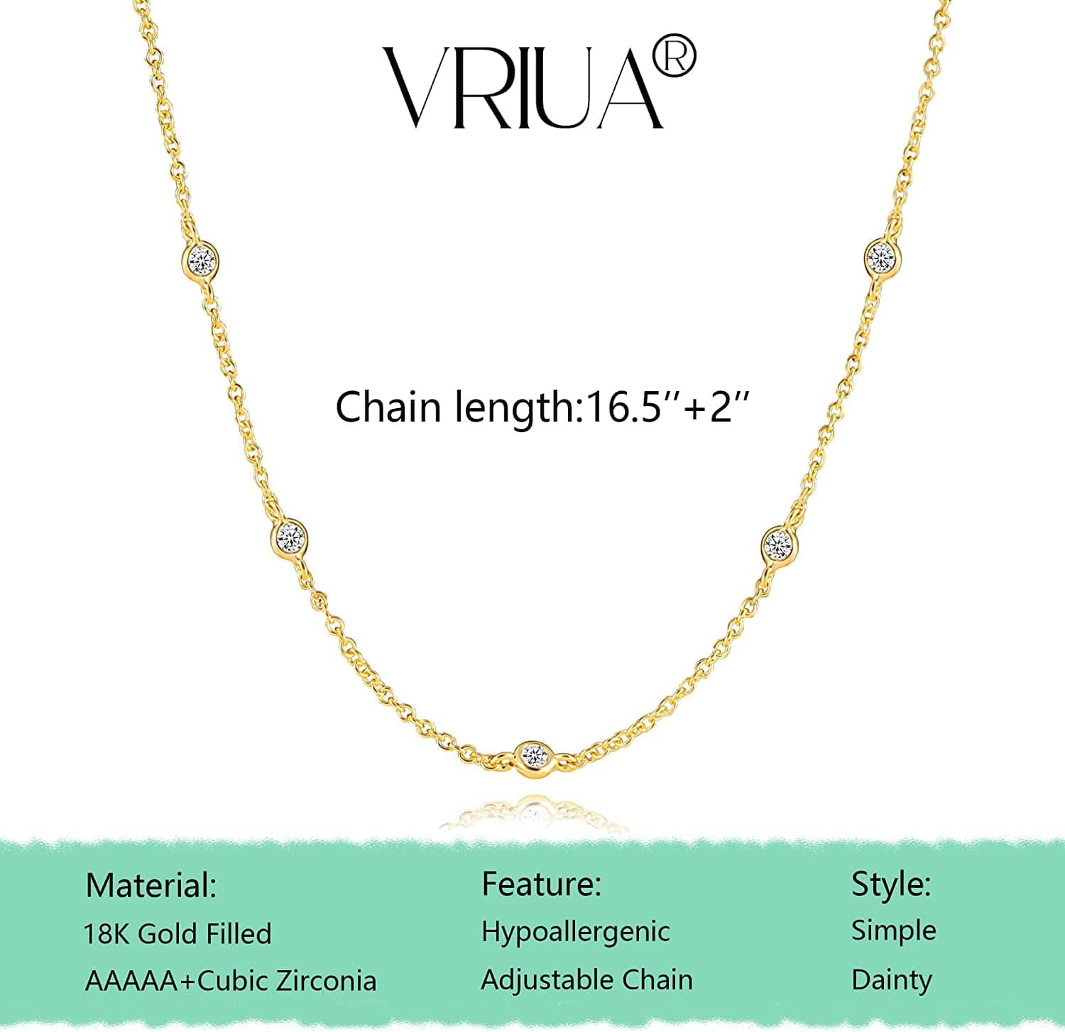 Diamond Necklaces for Women, Dainty Gold Necklace 18K Gold Filled Layered CZ Diamond Necklace Simple Gold Necklace for Women Trendy Jewelry Gifts for Girls