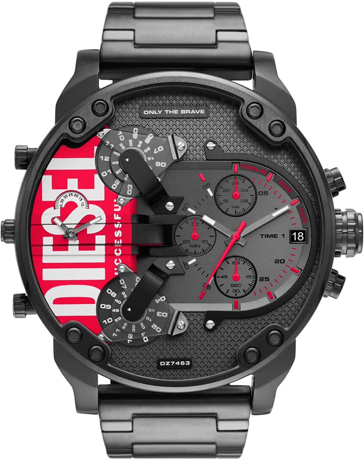 Diesel Men'S Mr. Daddy 2.0 Stainless Steel Chronograph Quartz Watch Black/Red