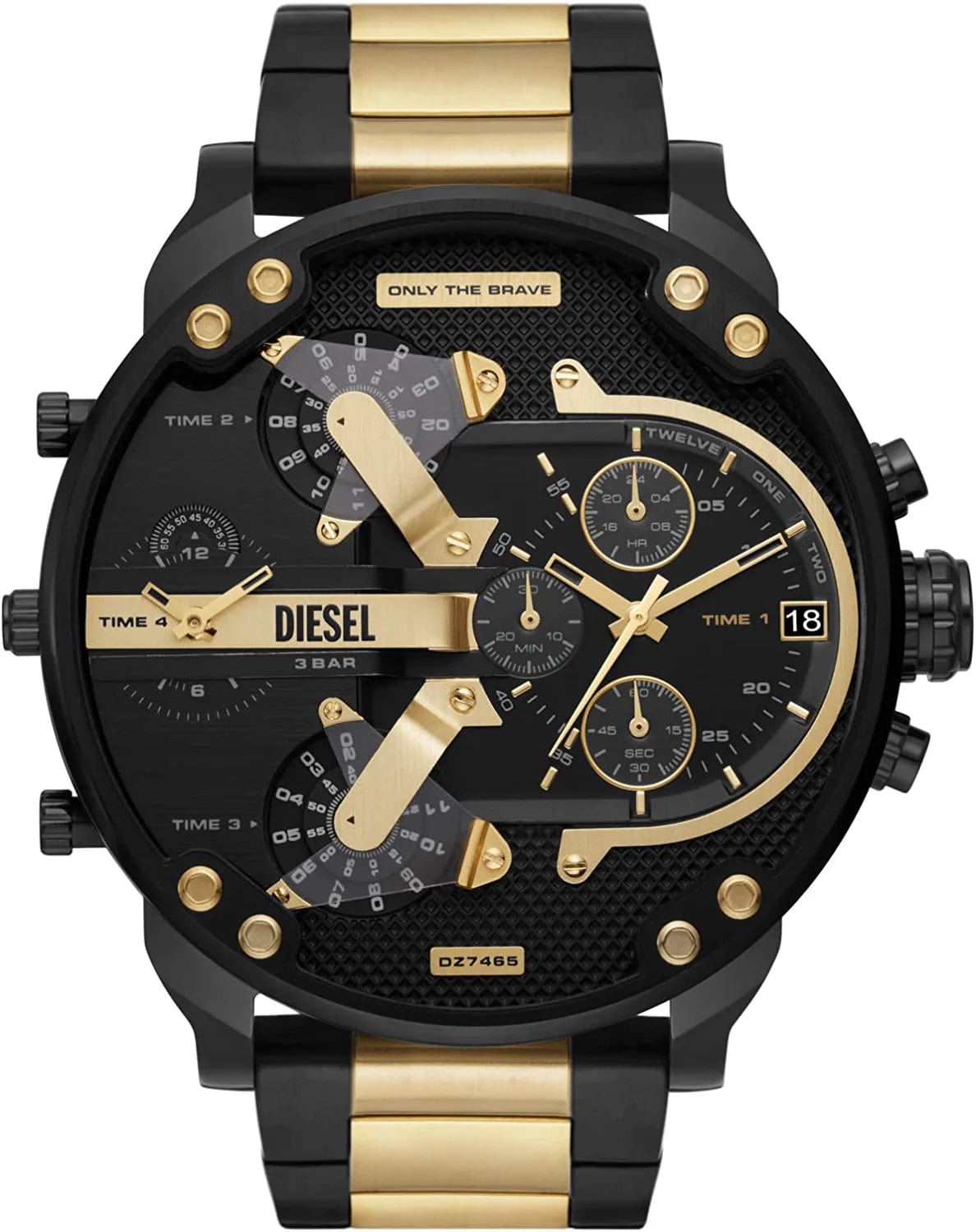 Diesel Men'S Mr. Daddy 2.0 Stainless Steel Chronograph Quartz Watch Black/Gold Two-Tone