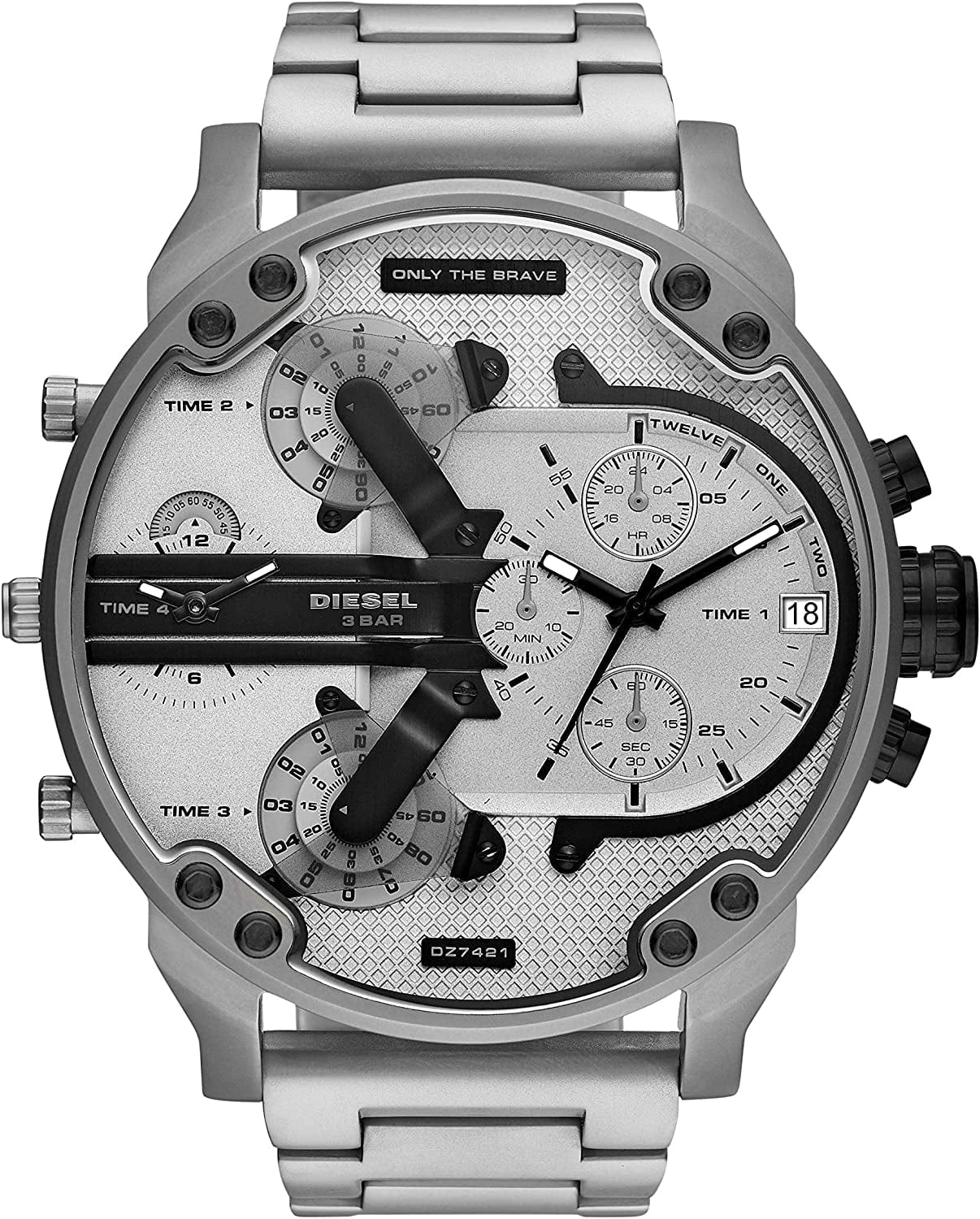 Diesel Men'S Mr. Daddy 2.0 Stainless Steel Chronograph Quartz Watch Silver/Black