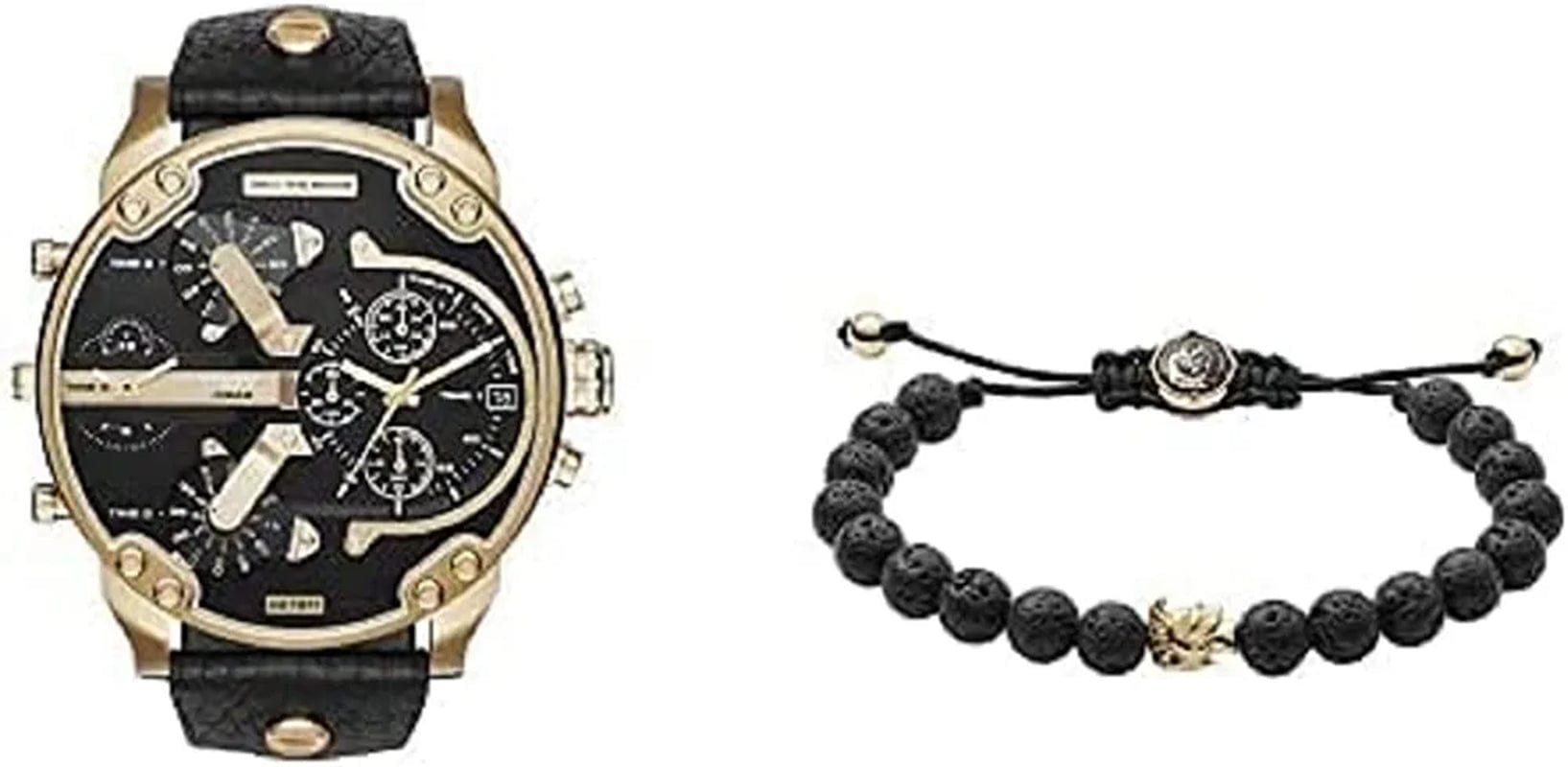 Diesel Men'S Mr. Daddy 2.0 Stainless Steel Chronograph Quartz Watch Gold/Black + Bracelet