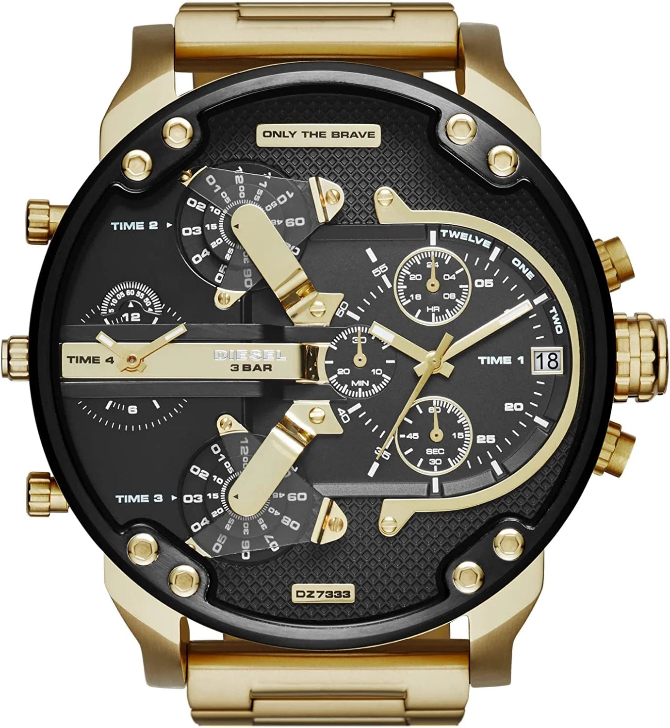 Diesel Men'S Mr. Daddy 2.0 Stainless Steel Chronograph Quartz Watch Gold/Black Dial