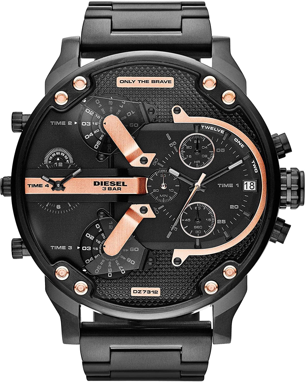 Diesel Men'S Mr. Daddy 2.0 Stainless Steel Chronograph Quartz Watch Black/Rose Gold