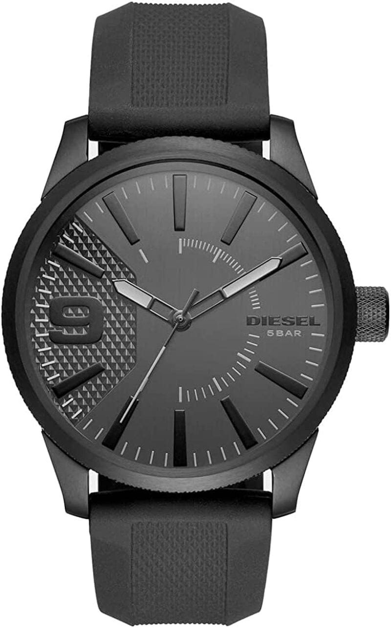 Diesel Men'S Rasp Stainless Steel Quartz Watch Black Silicone