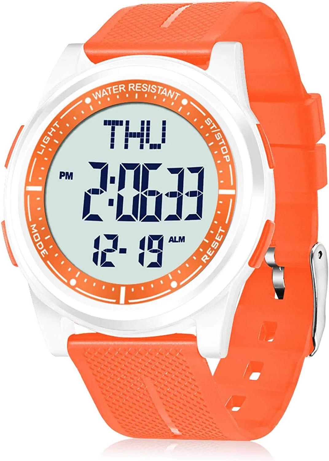 Digital Watch Waterproof with Stopwatch Alarm Countdown Dual Time, Ultra-Thin Super Wide-Angle Display Digital Wrist Watches for Men Women Orange