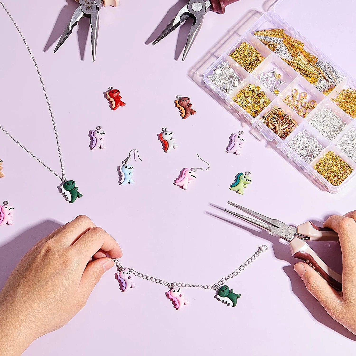 Dinosaur Pendant Charms, Small Dinosaur Resin Pendant Charms, Earring Pendant Charms for DIY Jewelry Crafts Making, 10 Colors