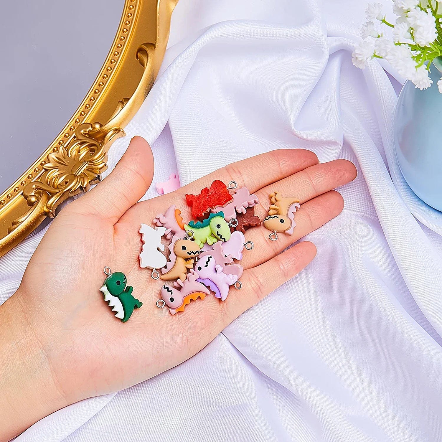 Dinosaur Pendant Charms, Small Dinosaur Resin Pendant Charms, Earring Pendant Charms for DIY Jewelry Crafts Making, 10 Colors