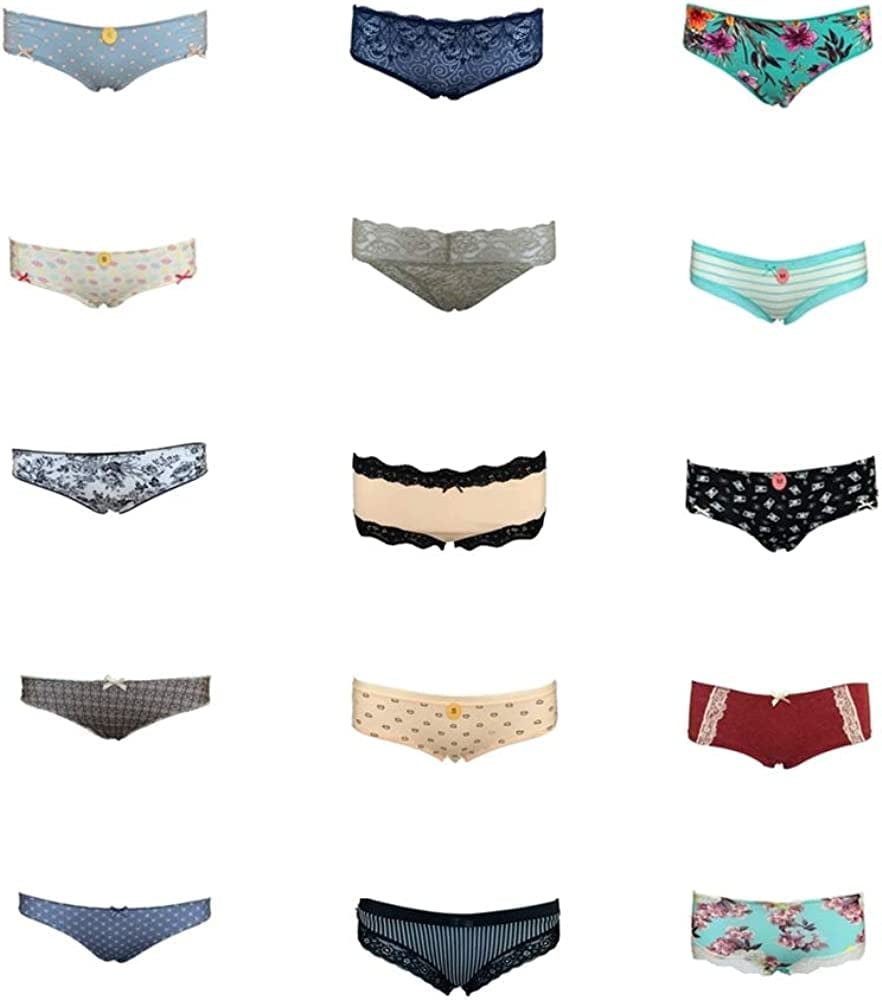 Dircho Women Underwear Variety of Panties Pack Lacy Thongs G-Strings Cotton Briefs Hipsters Bikinis Undies