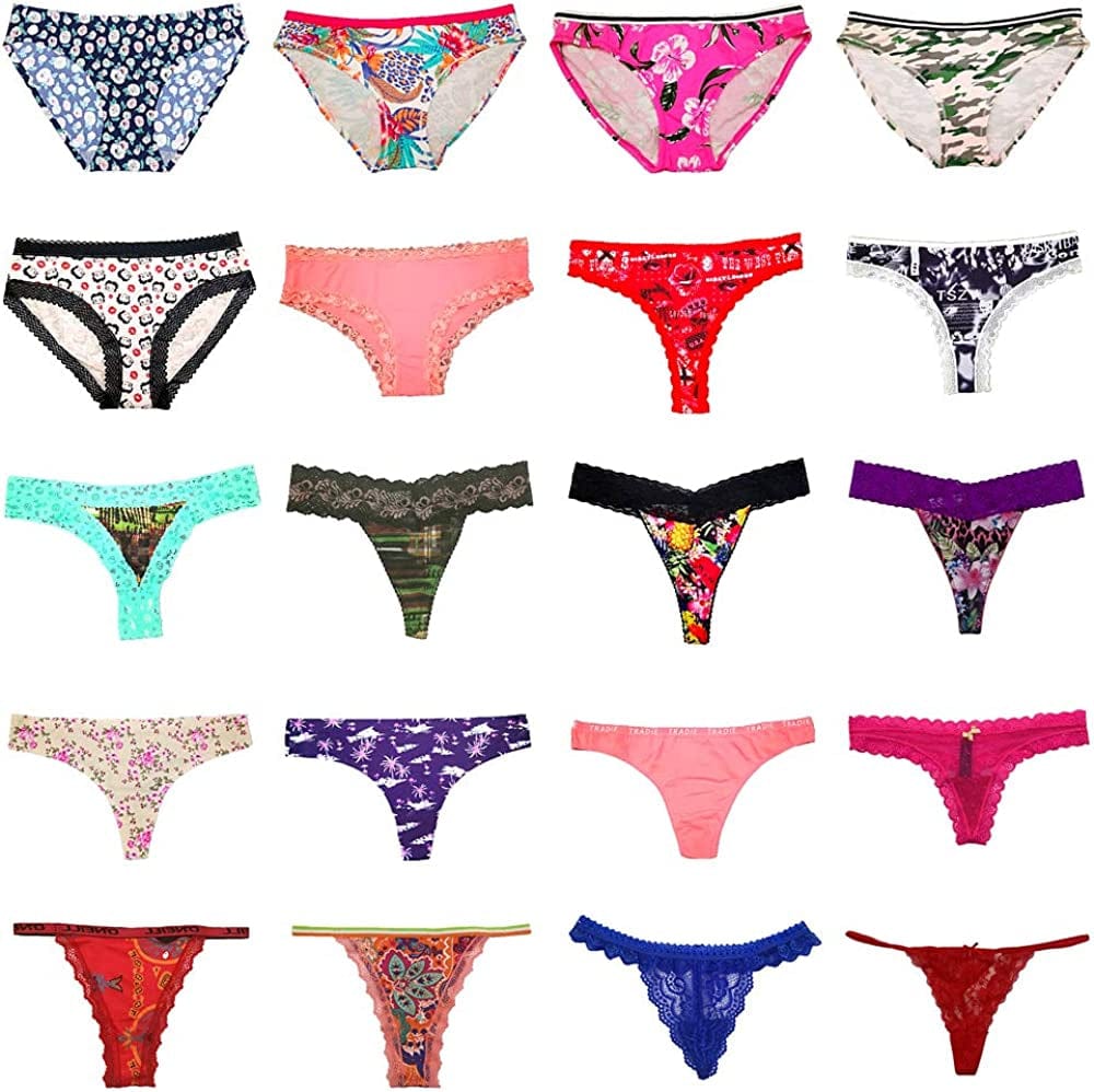 Dircho Women Underwear Variety of Panties Pack Lacy Thongs G-Strings Cotton Briefs Hipsters Bikinis Undies