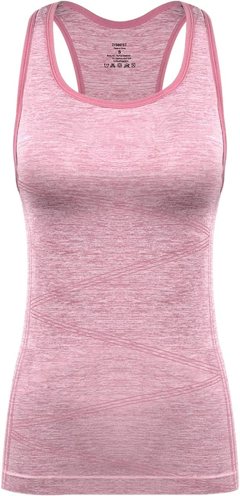 Disbest Yoga Tank Top, Women'S Performance Stretchy Quick Dry Sports Workout Running Top Vest with Removable Pads 0-coral Pink / Medium