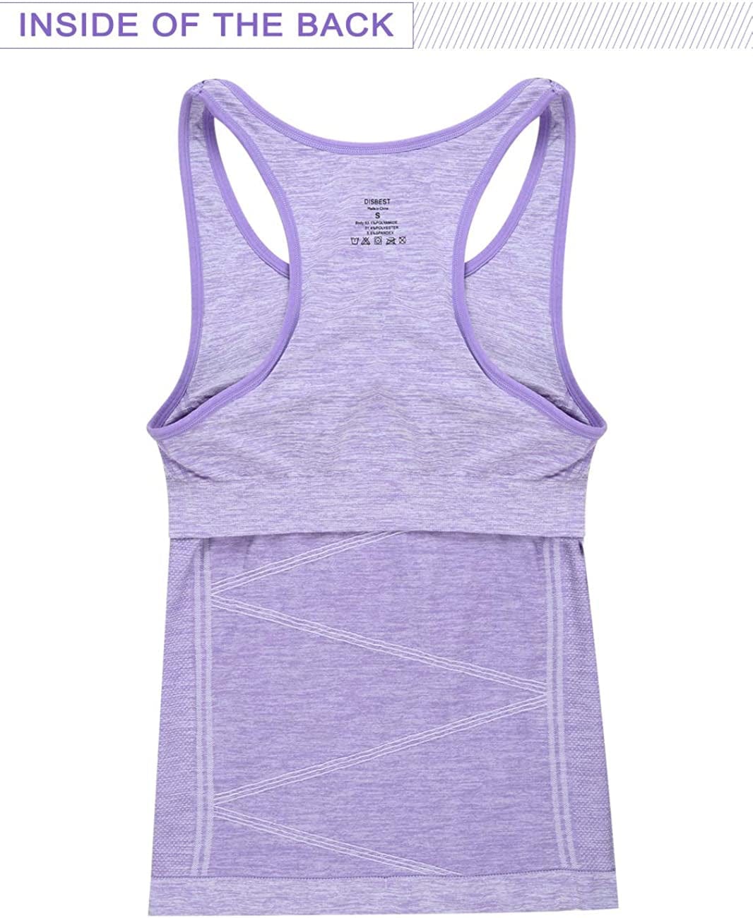 Disbest Yoga Tank Top, Women'S Performance Stretchy Quick Dry Sports Workout Running Top Vest with Removable Pads