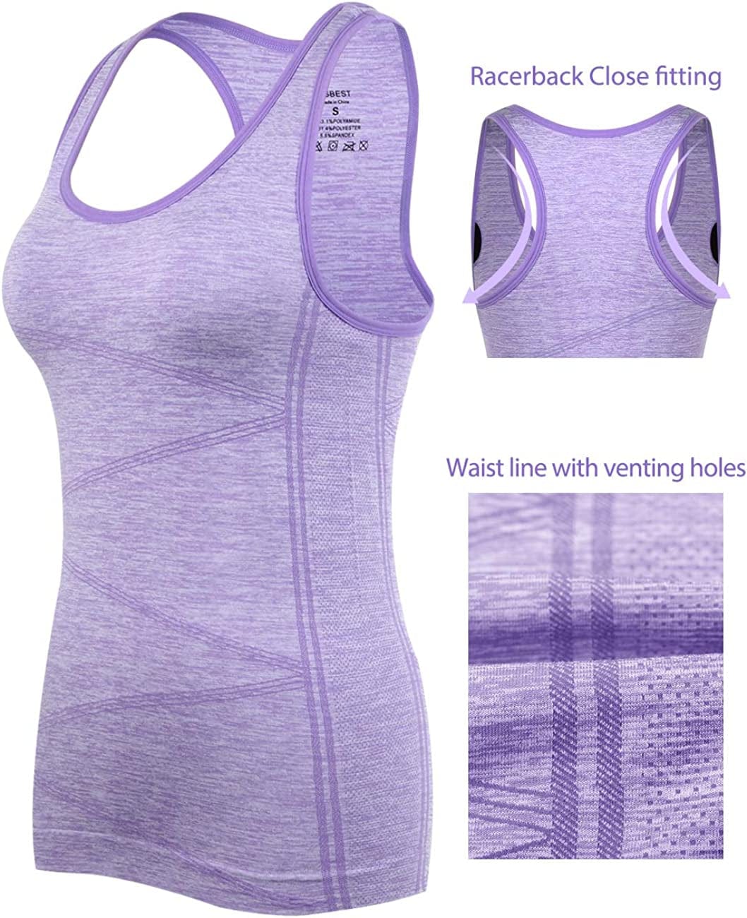 Disbest Yoga Tank Top, Women'S Performance Stretchy Quick Dry Sports Workout Running Top Vest with Removable Pads