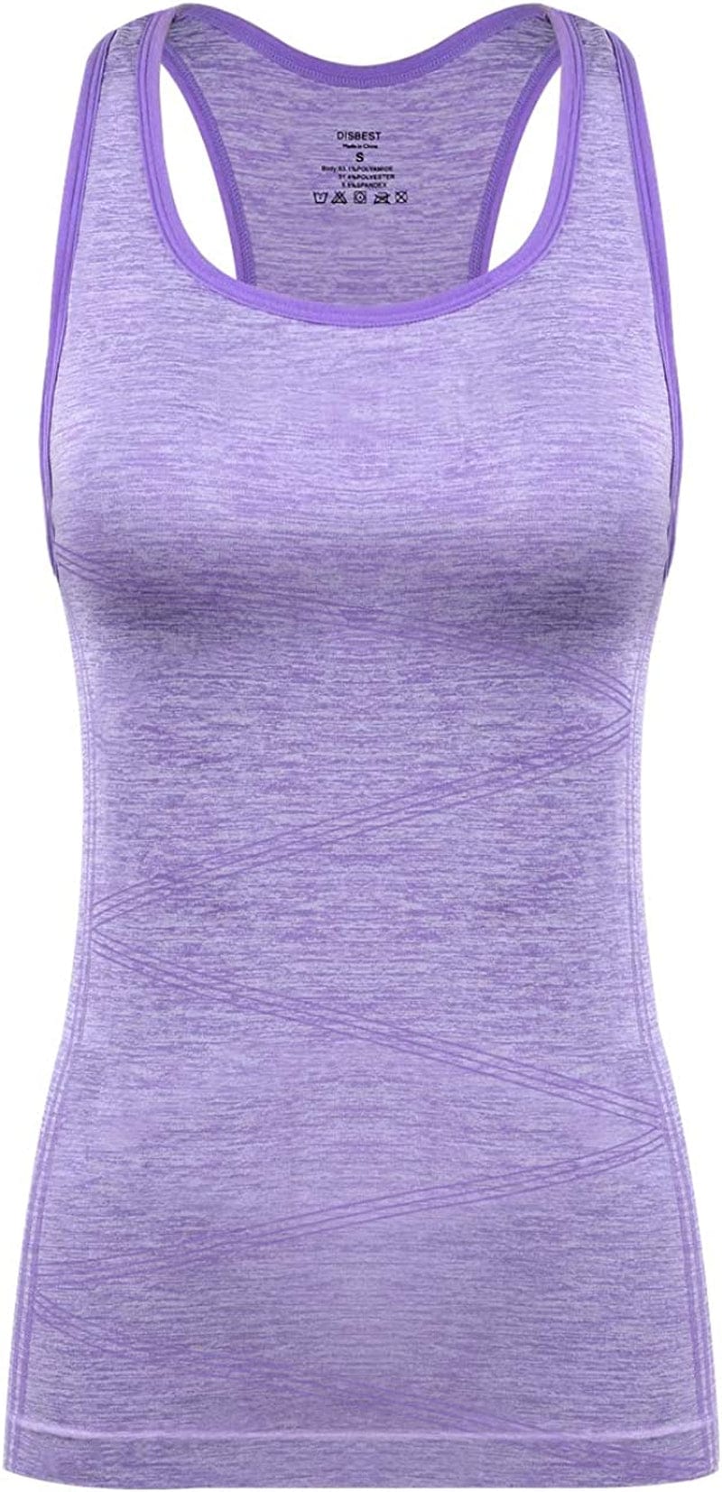 Disbest Yoga Tank Top, Women'S Performance Stretchy Quick Dry Sports Workout Running Top Vest with Removable Pads 0-lavender / Medium