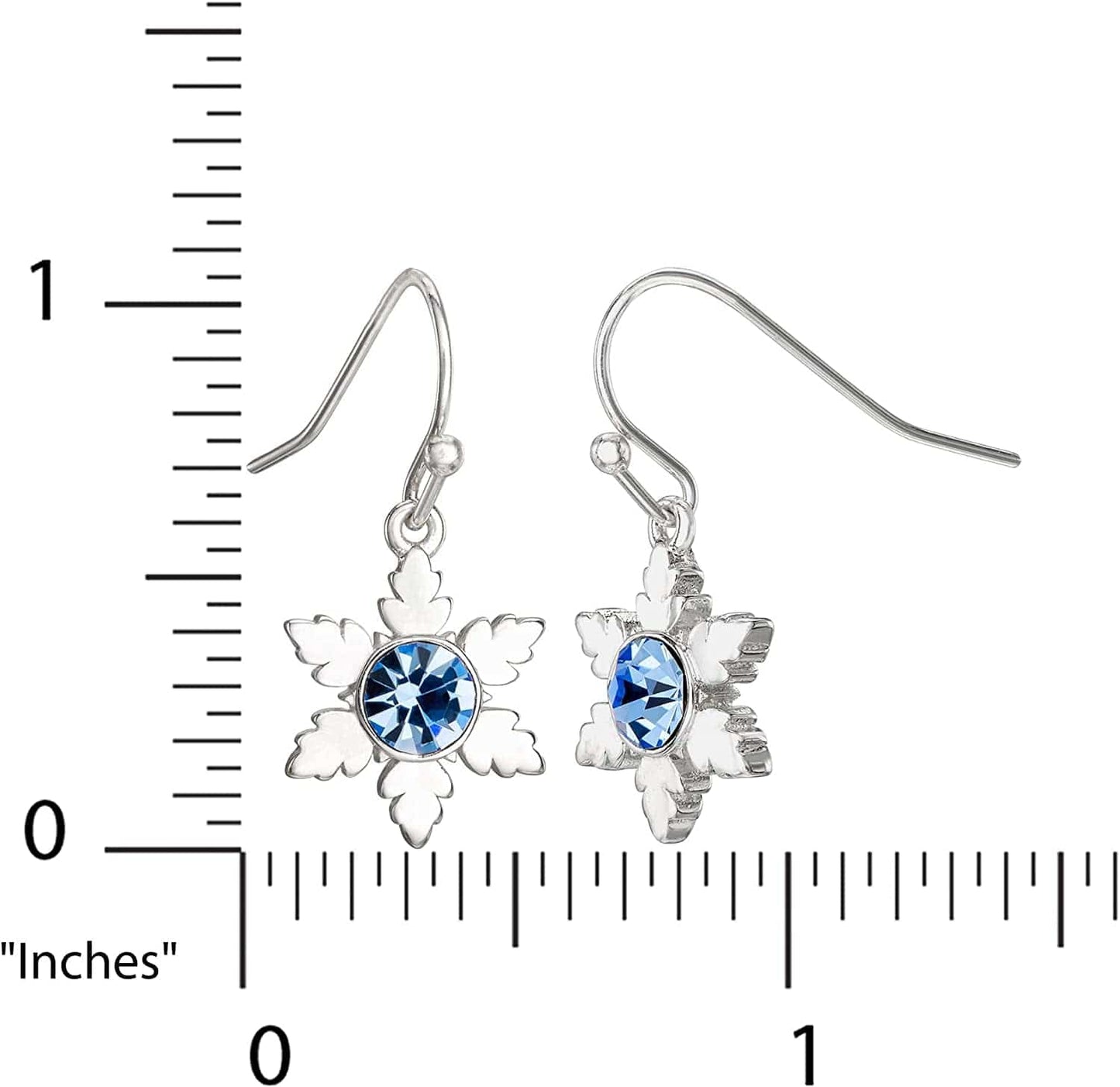 Disney Frozen 2 Fine Silver Plated Blue Crystal Snowflake Dangle Earrings