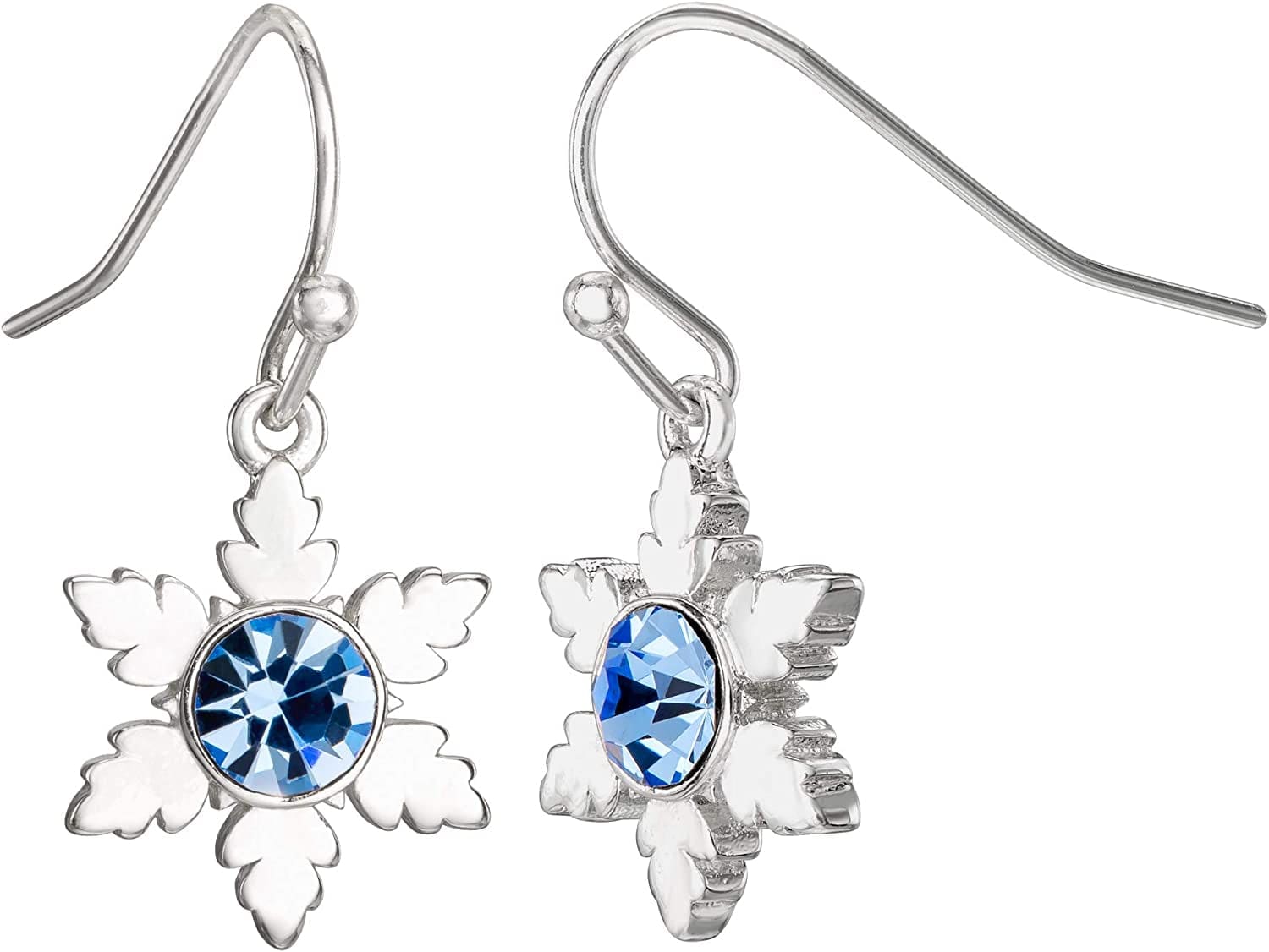 Disney Frozen 2 Fine Silver Plated Blue Crystal Snowflake Dangle Earrings
