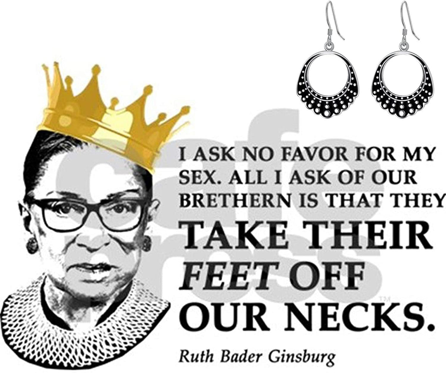 Dissent Collar Earrings Sterling Silver RBG Gifts Dangle Drop Earrings Jewelry Gifts for Mothers Fans of Ruth Bader Ginsburg