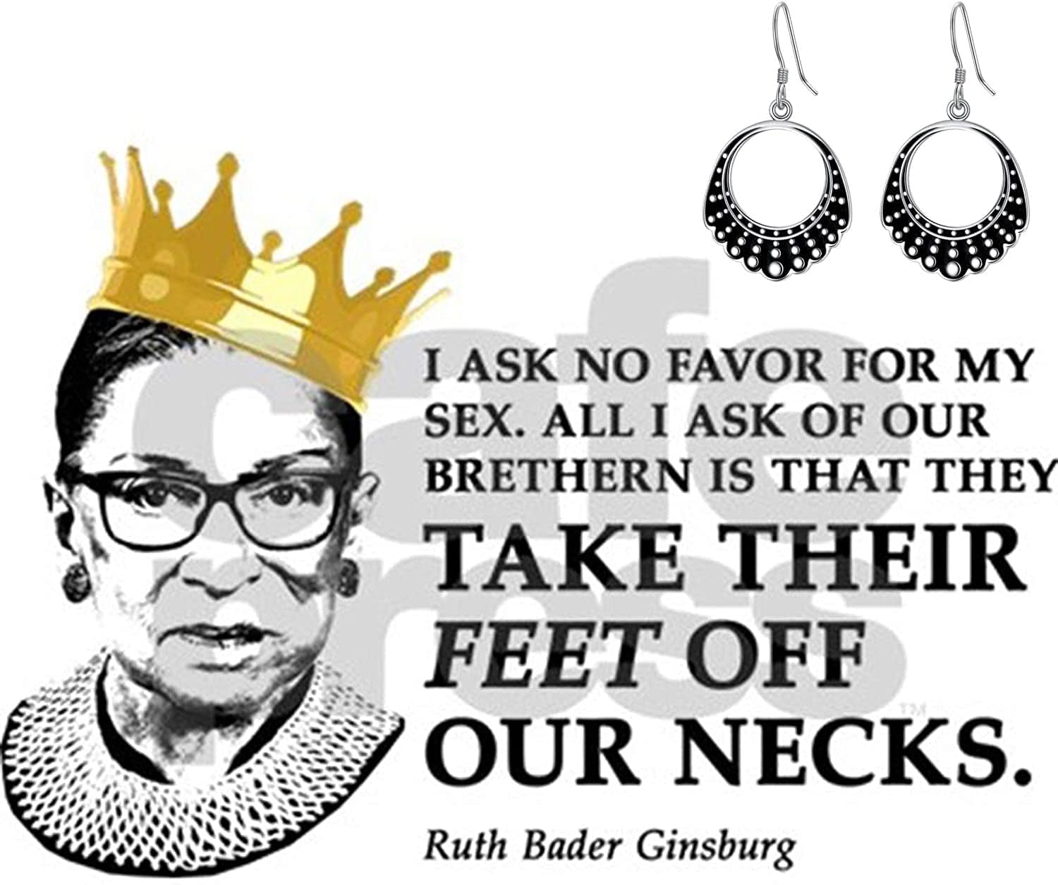 Dissent Collar Earrings Sterling Silver RBG Gifts Dangle Drop Earrings Jewelry Gifts for Mothers Fans of Ruth Bader Ginsburg