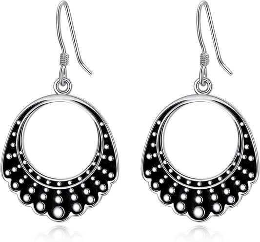 Dissent Collar Earrings Sterling Silver RBG Gifts Dangle Drop Earrings Jewelry Gifts for Mothers Fans of Ruth Bader Ginsburg