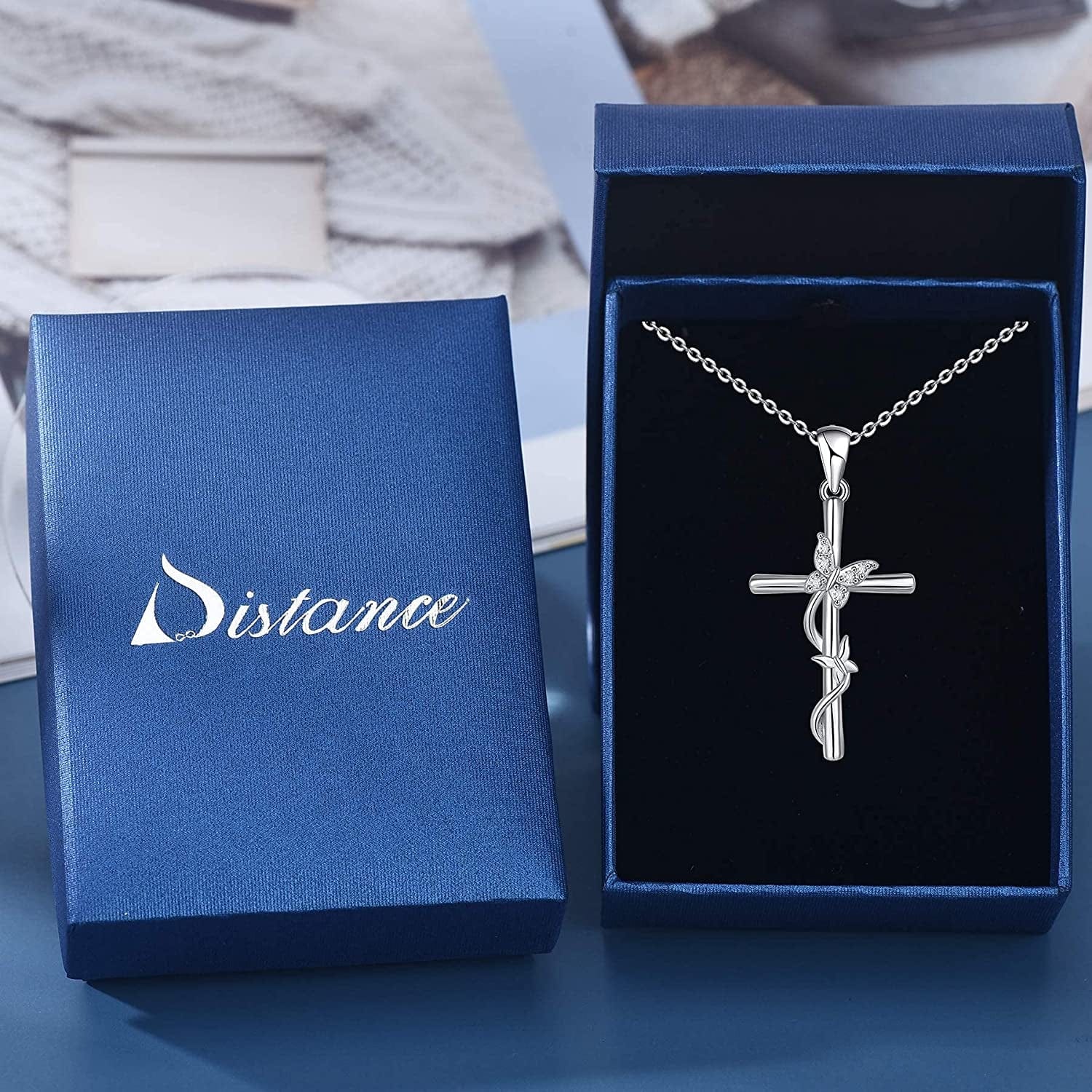 Distance Cross Necklace for Women 925 Sterling Silver Jewelry Pendant Necklace for Girls Mom Wife Gift for Mother'S Day or Birthday