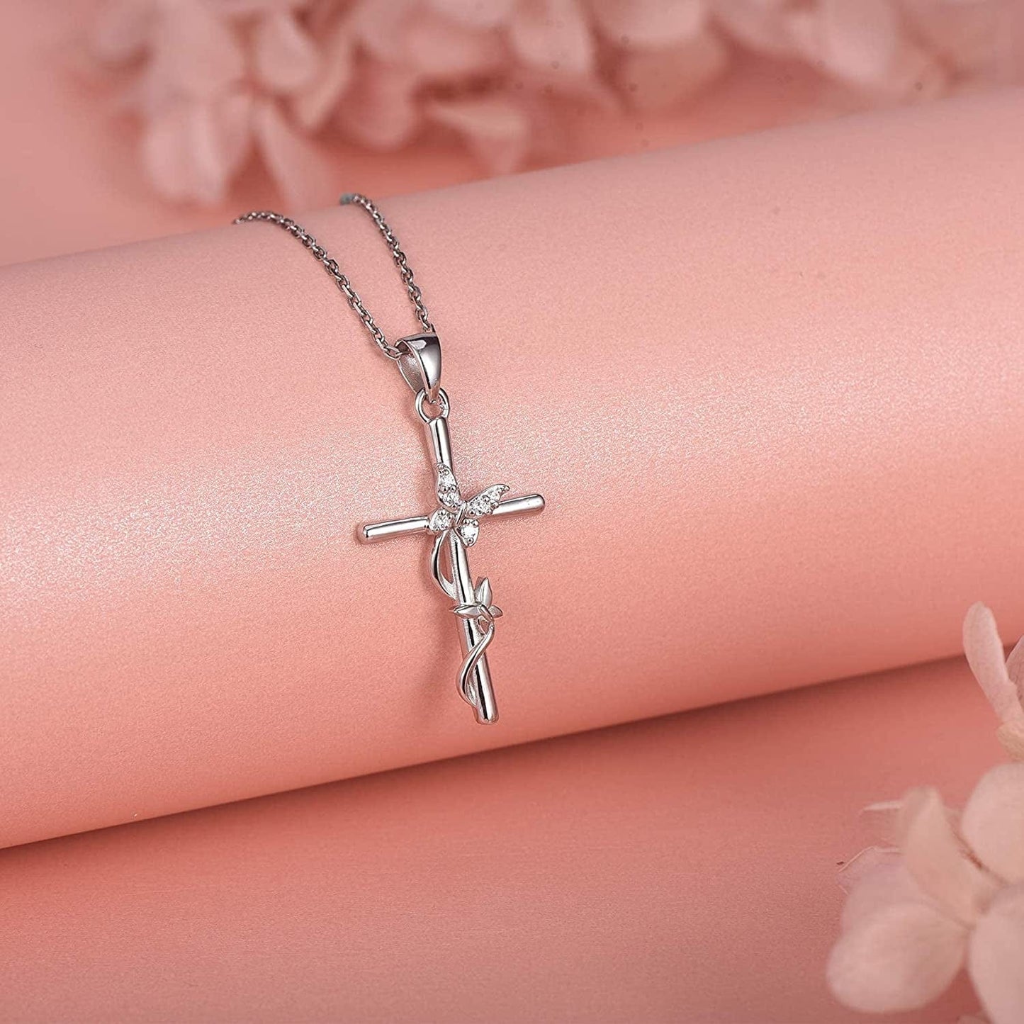 Distance Cross Necklace for Women 925 Sterling Silver Jewelry Pendant Necklace for Girls Mom Wife Gift for Mother'S Day or Birthday