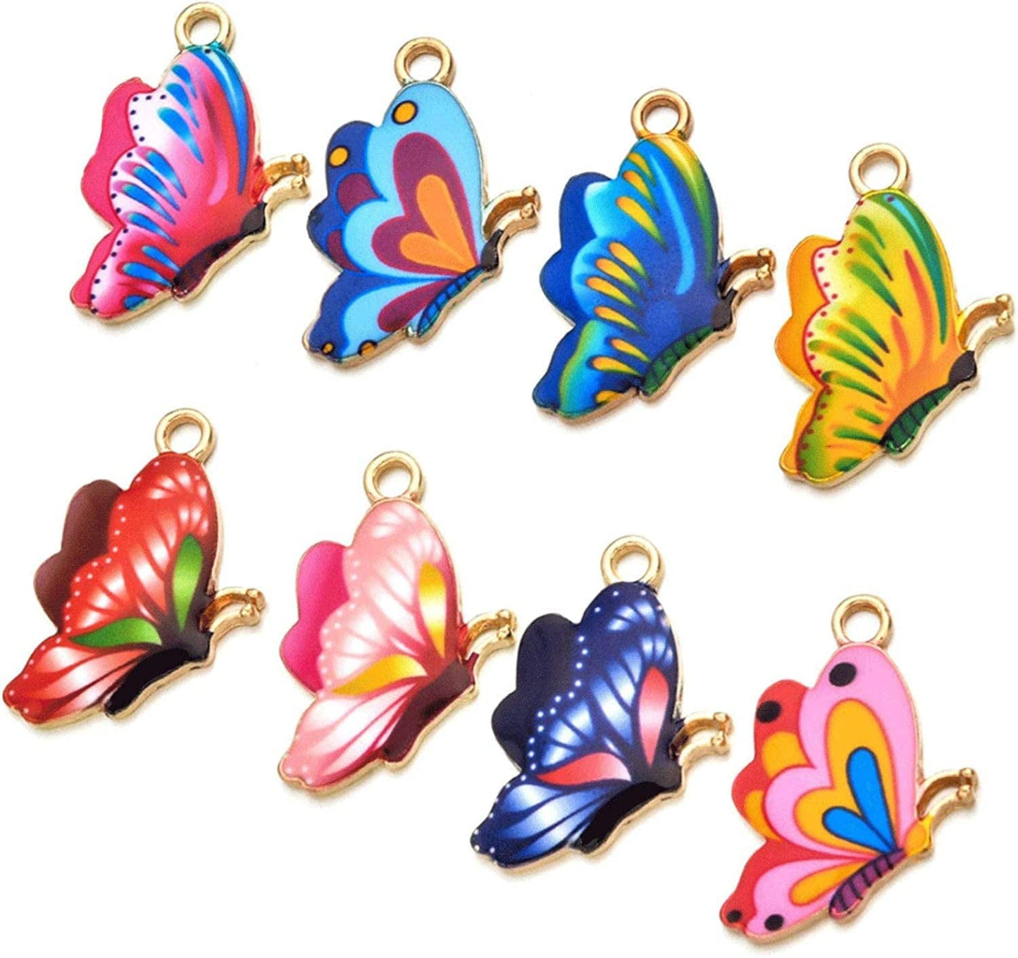 Diystore 30 Pcs Mixed Color Alloy Enamel Butterfly Charms Pendant for Earrings Bracelets Necklace DIY Making Jewelry Making Accessories
