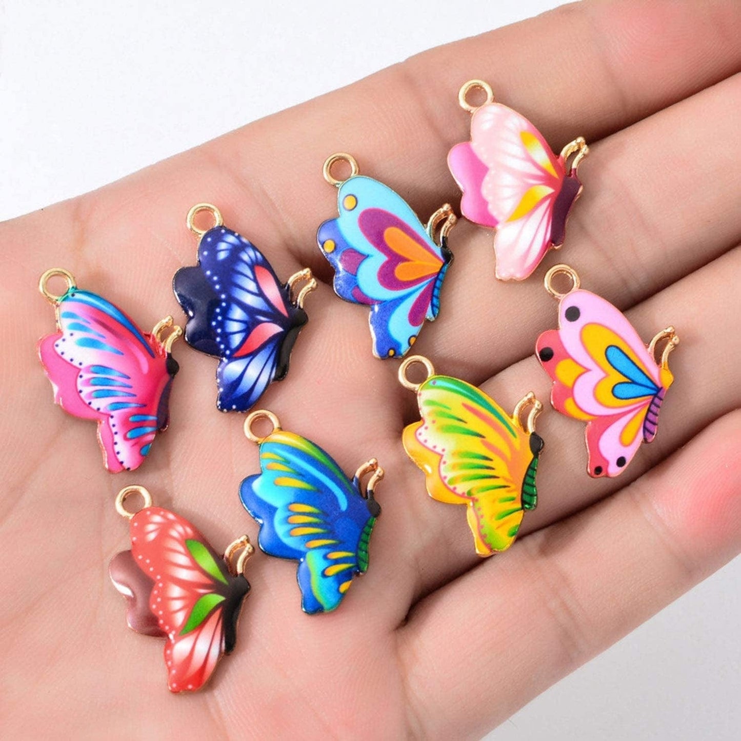 Diystore 30 Pcs Mixed Color Alloy Enamel Butterfly Charms Pendant for Earrings Bracelets Necklace DIY Making Jewelry Making Accessories