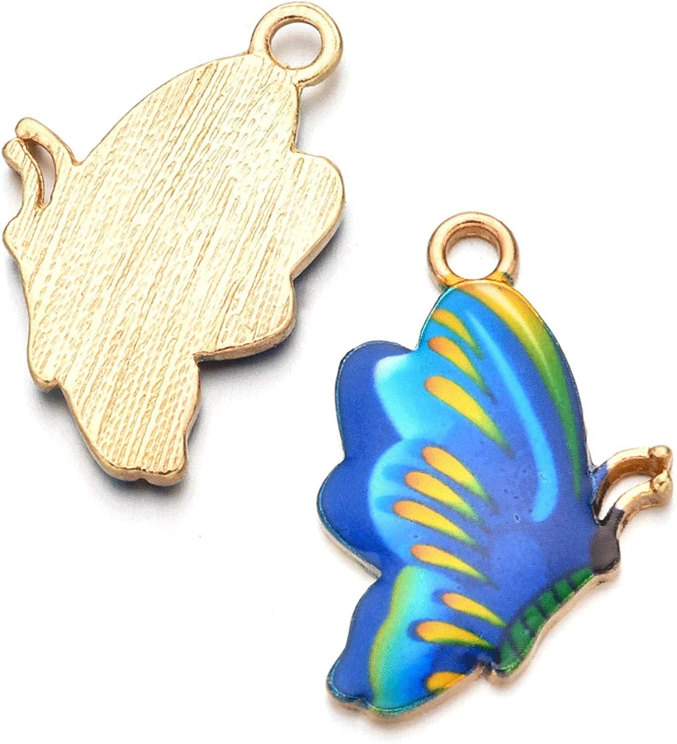 Diystore 30 Pcs Mixed Color Alloy Enamel Butterfly Charms Pendant for Earrings Bracelets Necklace DIY Making Jewelry Making Accessories