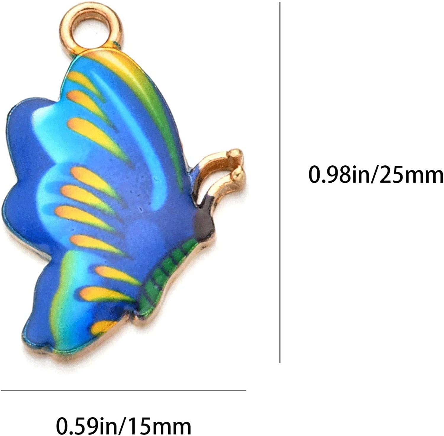 Diystore 30 Pcs Mixed Color Alloy Enamel Butterfly Charms Pendant for Earrings Bracelets Necklace DIY Making Jewelry Making Accessories