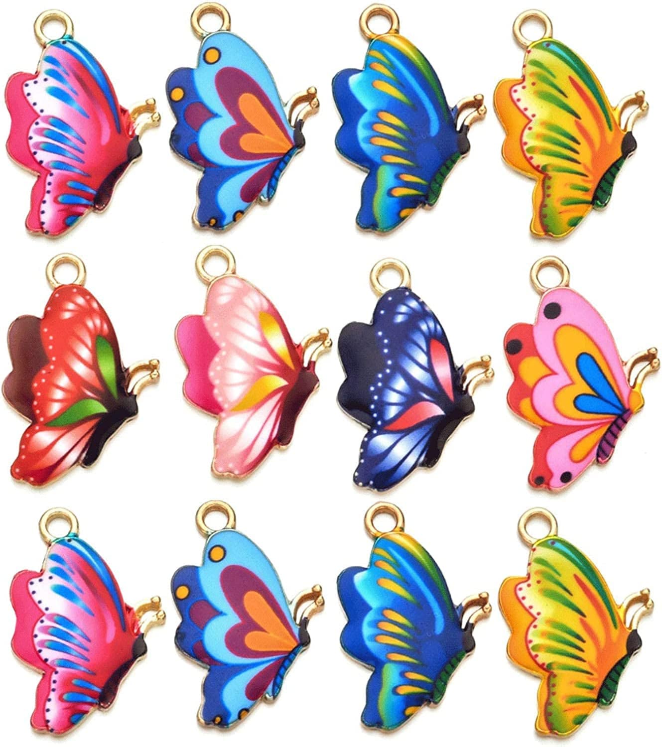 Diystore 30 Pcs Mixed Color Alloy Enamel Butterfly Charms Pendant for Earrings Bracelets Necklace DIY Making Jewelry Making Accessories