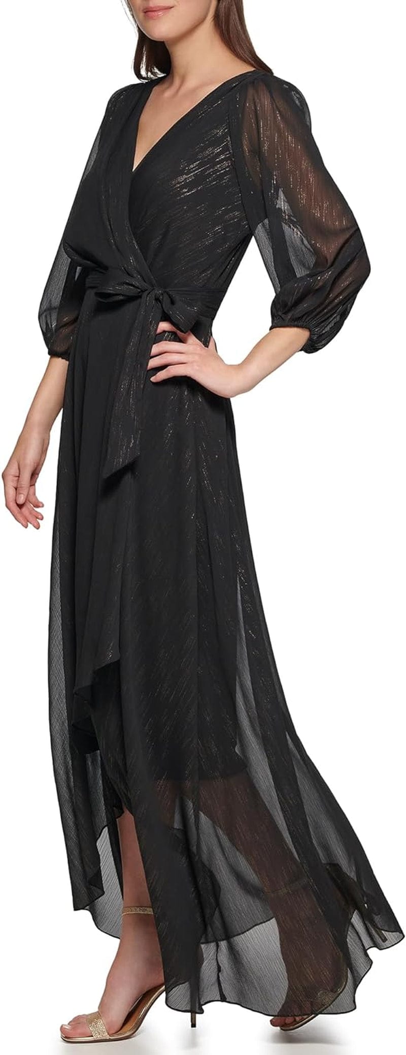 DKNY Women'S Double Strap Cold Shoulder Gown