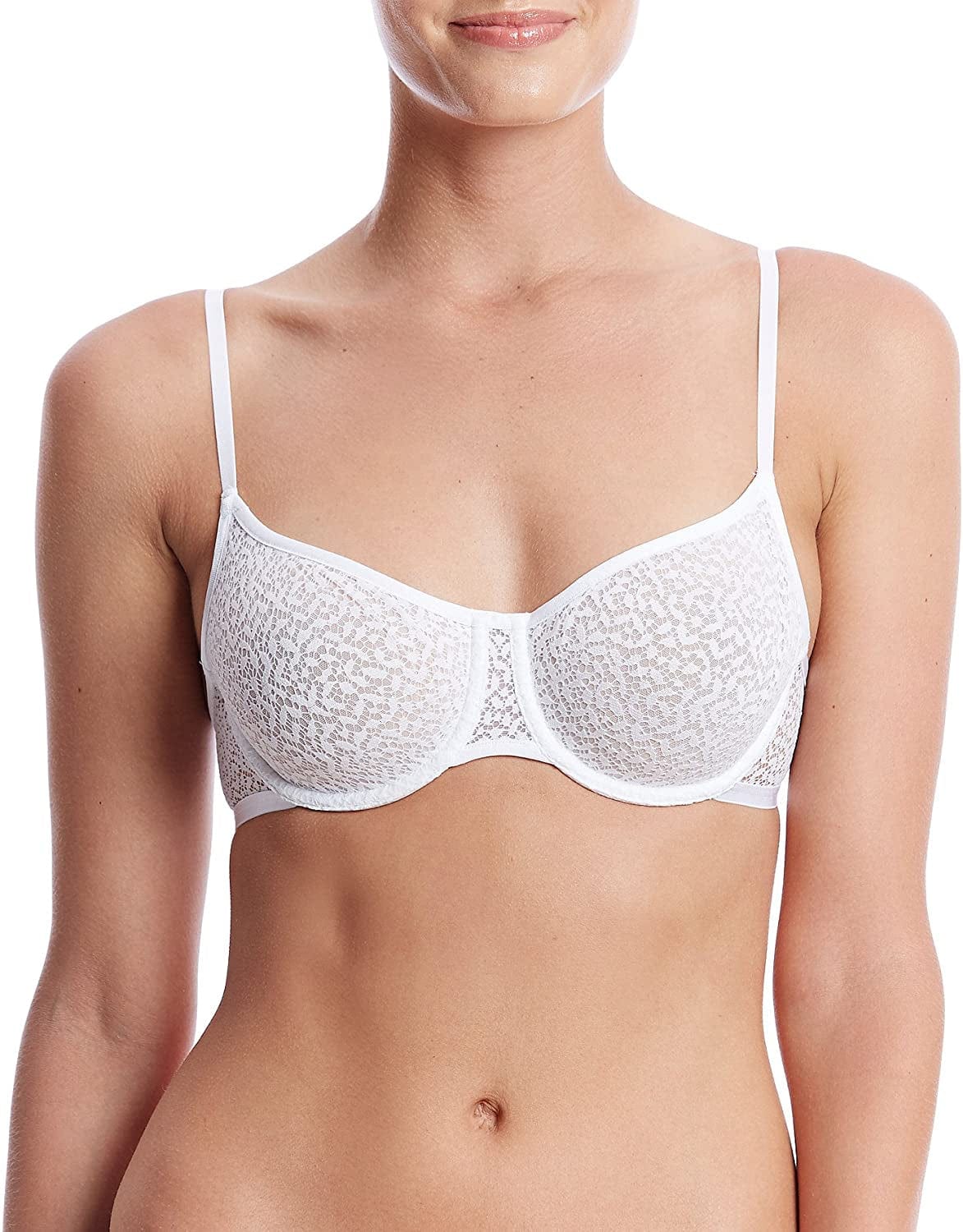 DKNY Women'S Modern Lace Unlined Demi Bra Poplin White / 32D