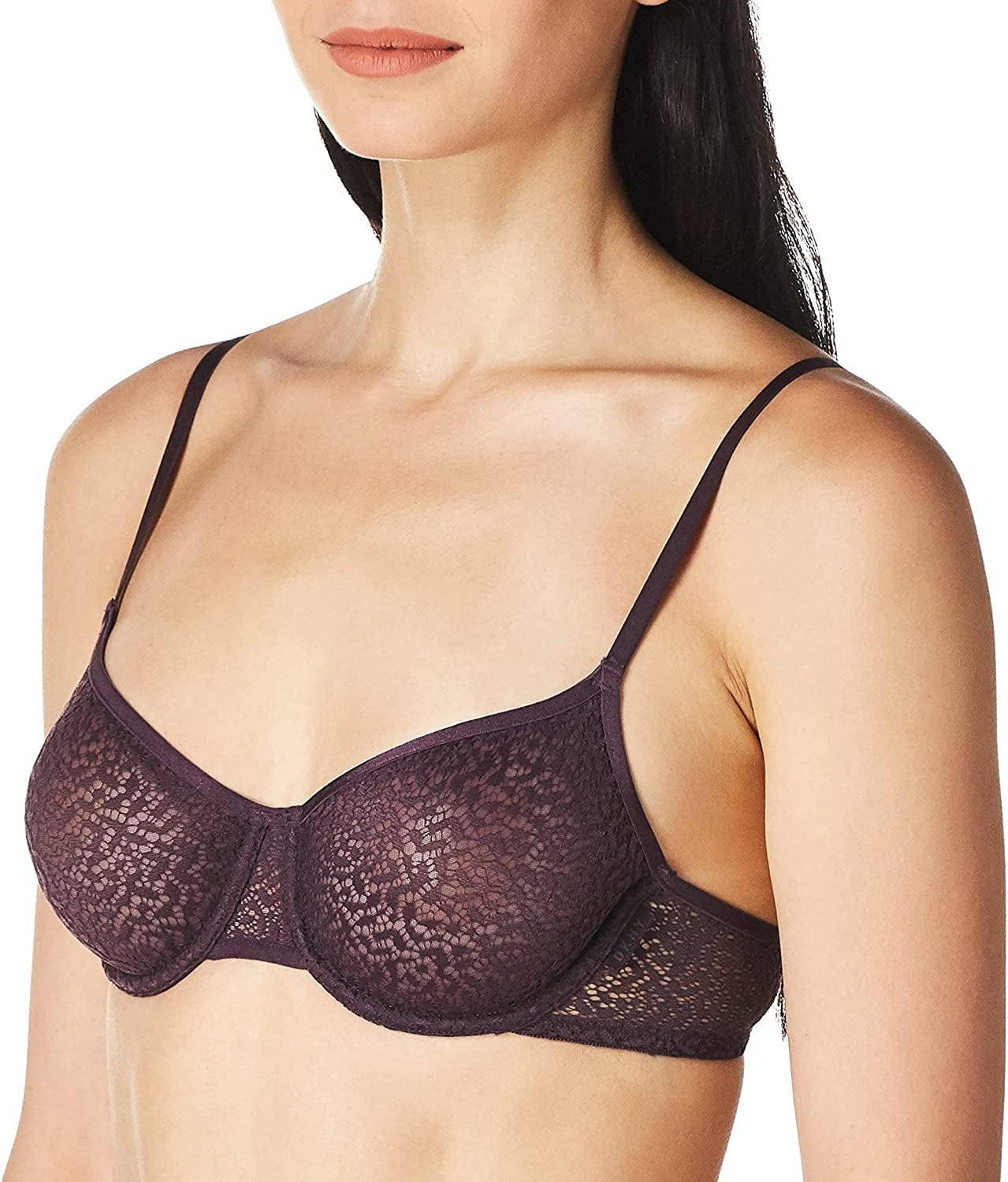 DKNY Women'S Modern Lace Unlined Demi Bra Aubergine Dark / 34A