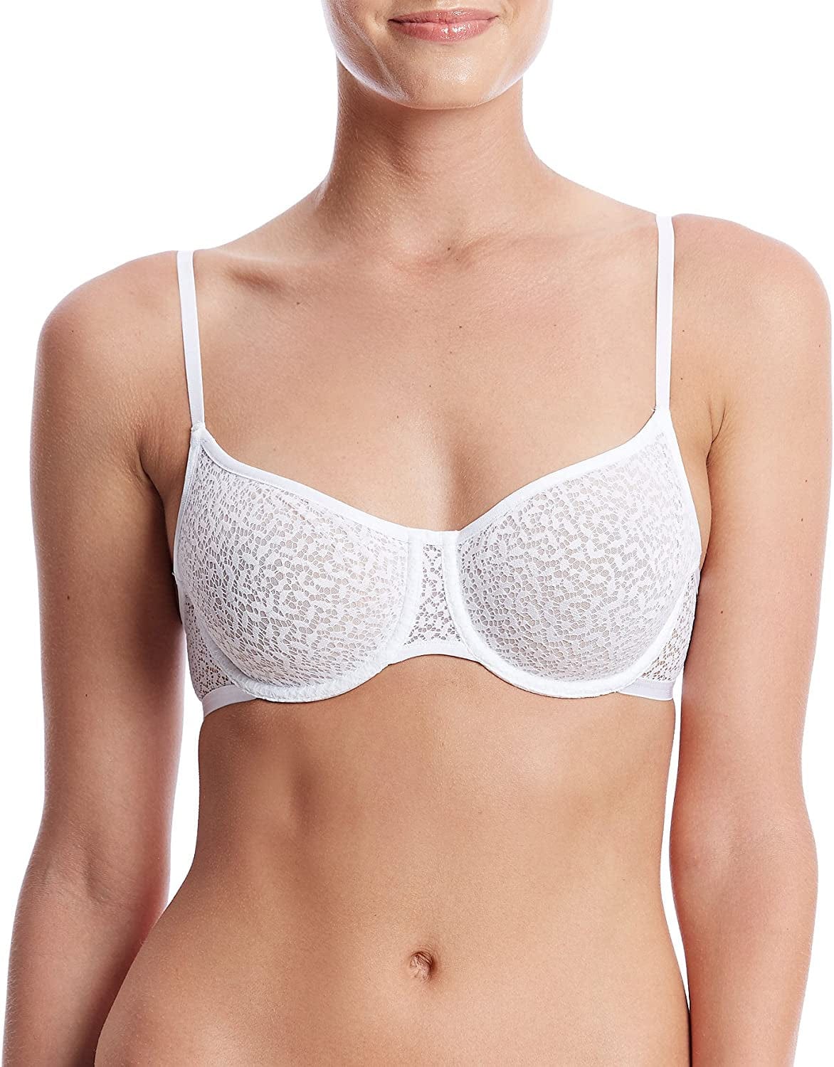 DKNY Women'S Modern Lace Unlined Demi Bra Poplin White / 34A