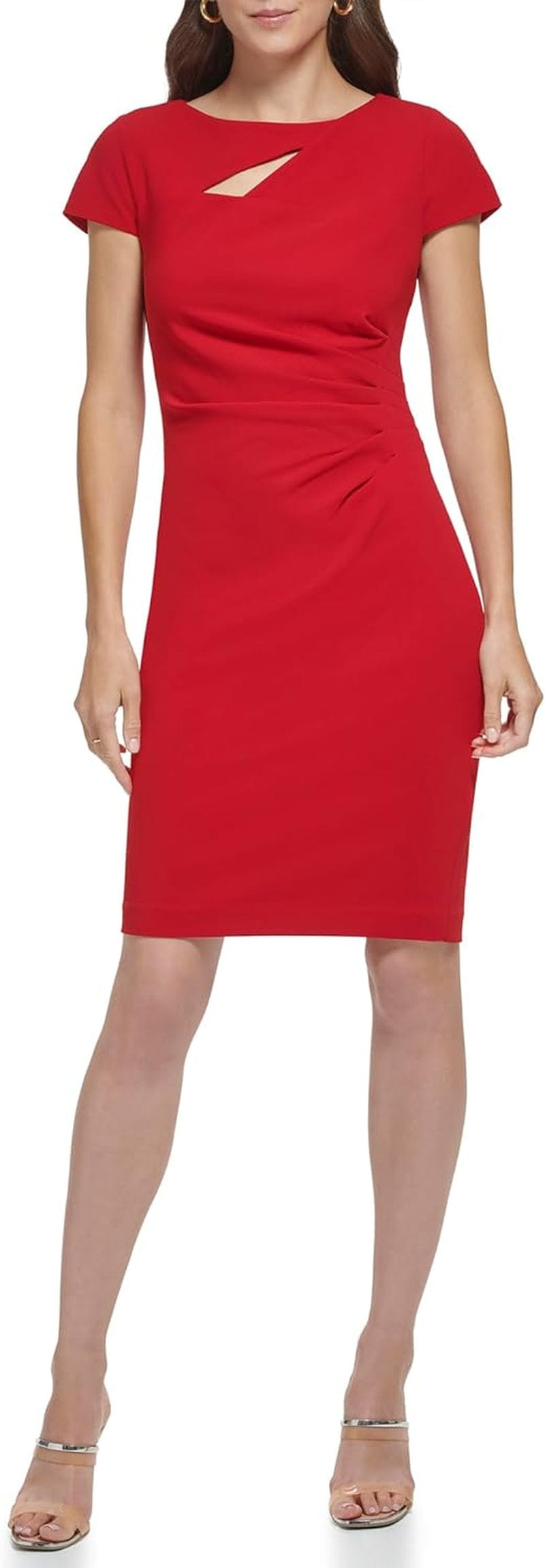 DKNY Women'S Sheath Side Ruched Boat Neck Dress