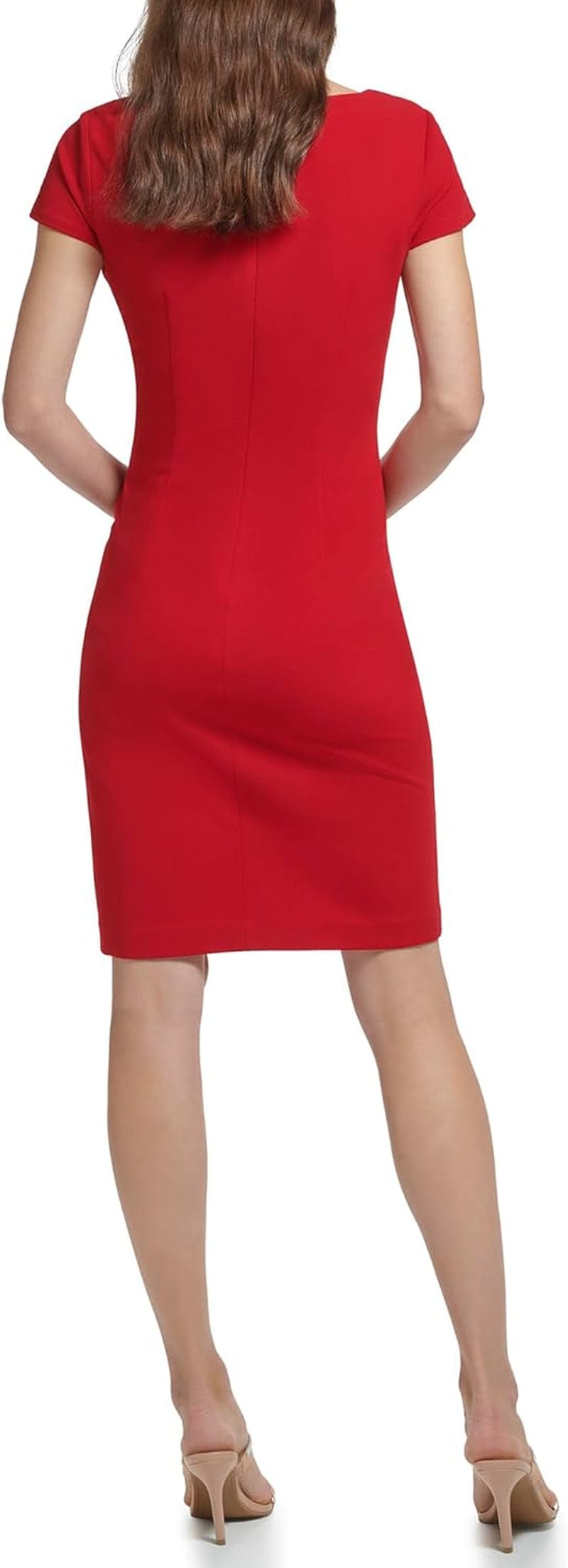 DKNY Women'S Sheath Side Ruched Boat Neck Dress