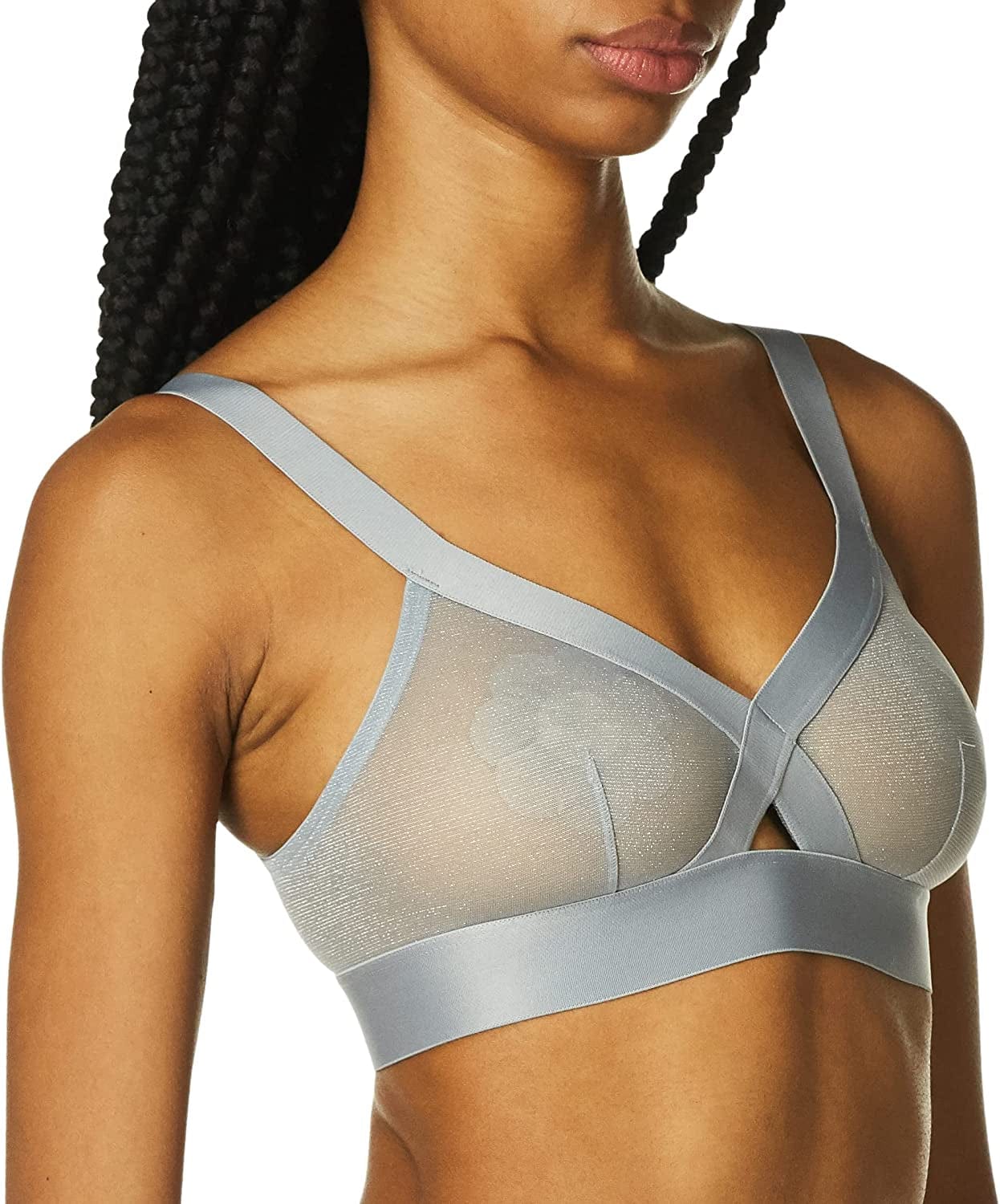 DKNY Women'S Sheers Wirefree Softcup Bralette Bra Aluminum / Large