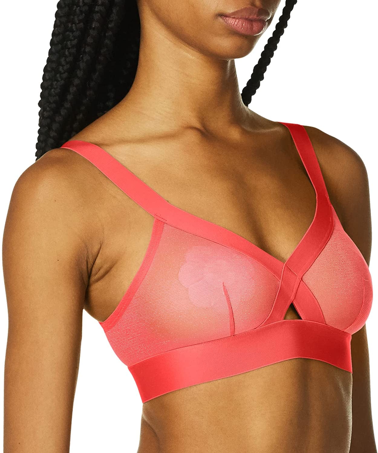 DKNY Women'S Sheers Wirefree Softcup Bralette Bra Sugar Coral / Large