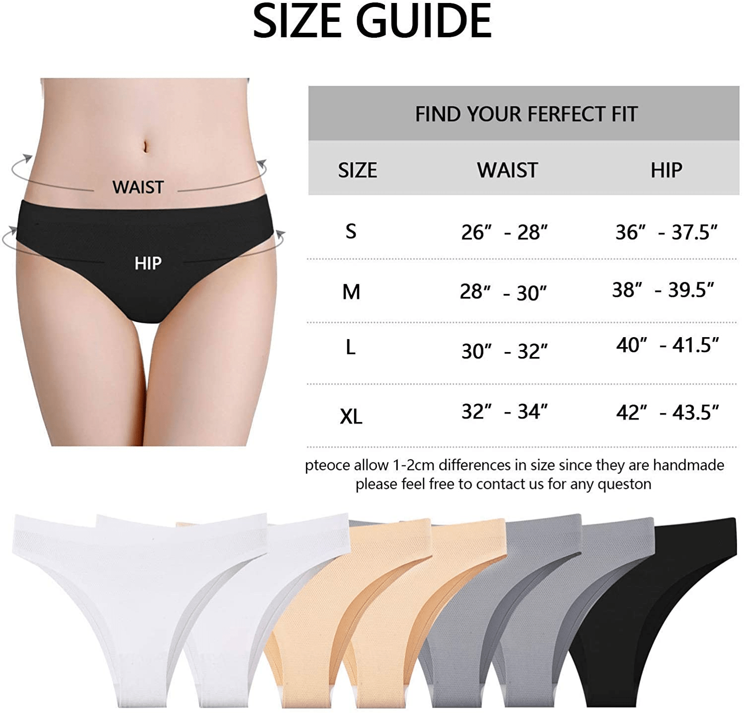 Dlala 7 Pack Women Seamless Underwear No Show Breathable Soft Stretch Bikini Panties Apparel & Accessories > Clothing > Underwear & Socks > Underwear Dlala