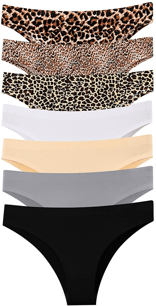 Dlala 7 Pack Women Seamless Underwear No Show Breathable Soft Stretch Bikini Panties Apparel & Accessories > Clothing > Underwear & Socks > Underwear Dlala Color B : Leopard Print Design Medium