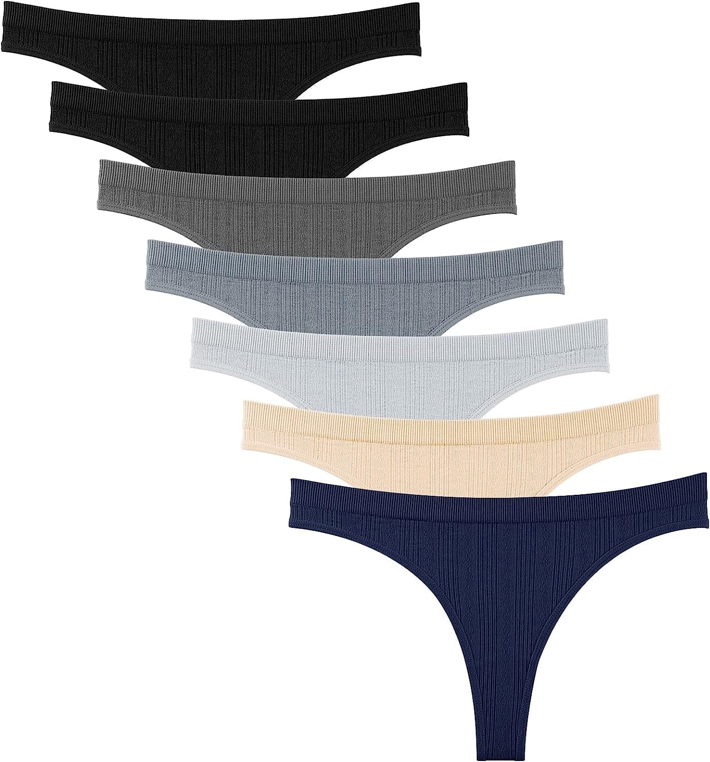 Dlala Women'S Thongs Breathable Panties Low Rise Sexy G-String Underwear Pack of 7 Color F / Large