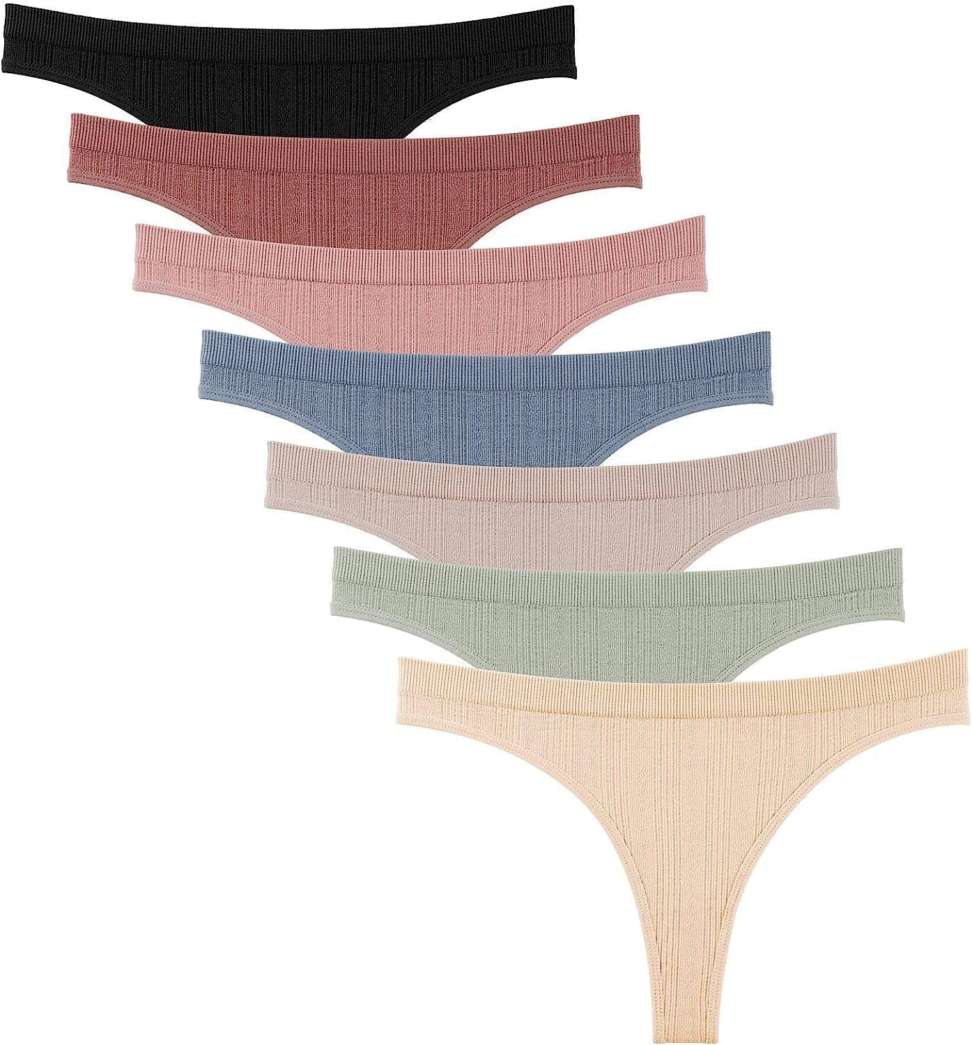 Dlala Women'S Thongs Breathable Panties Low Rise Sexy G-String Underwear Pack of 7 Color a / Large